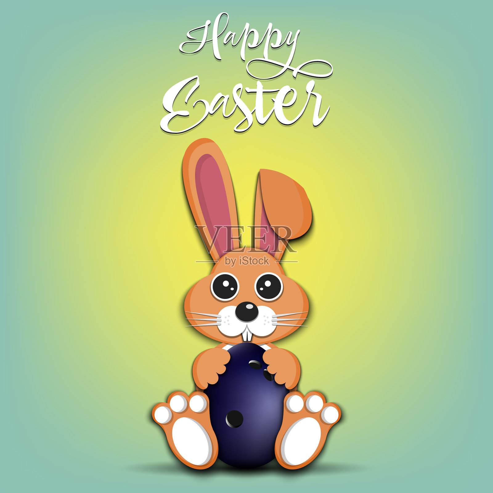 兔子用复活节彩蛋的形式打保龄球插画图片素材