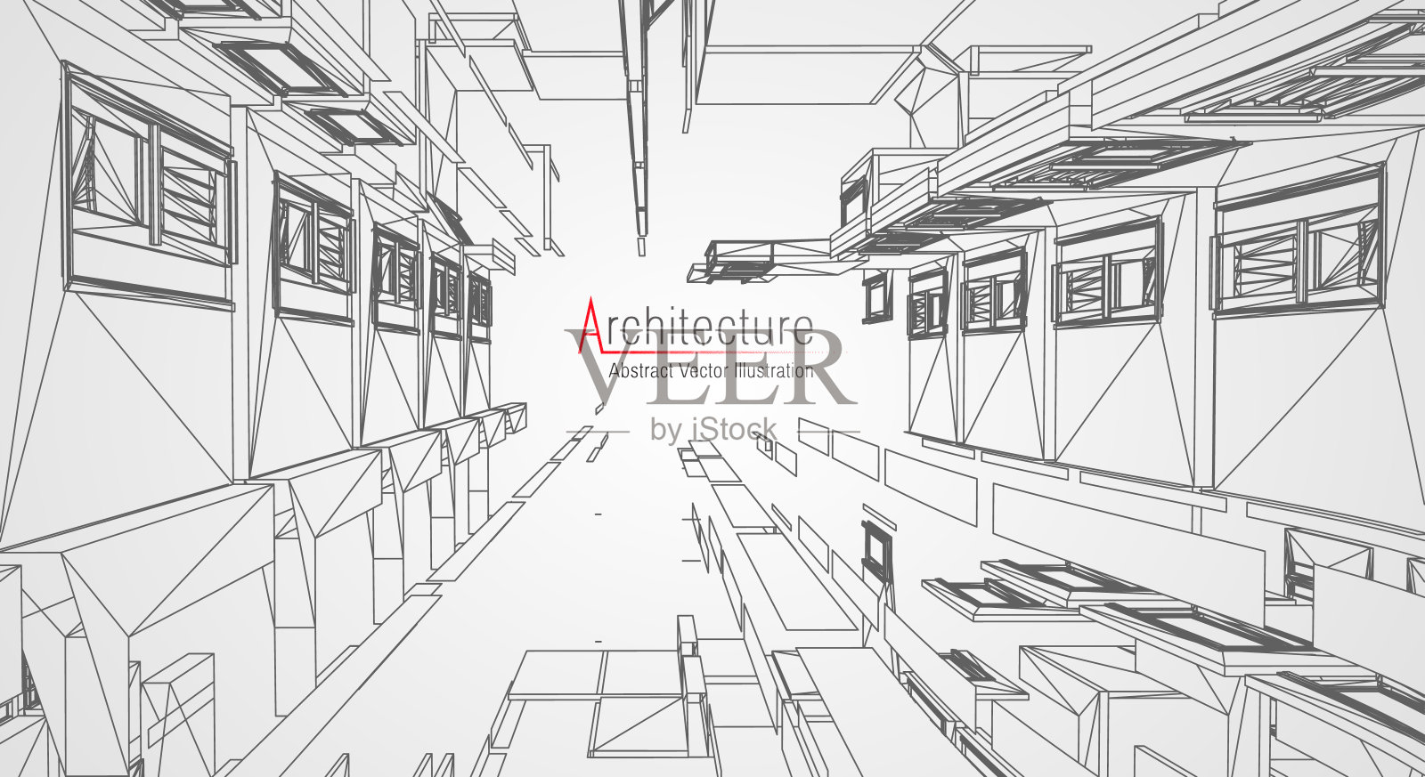 结构线的背景。建筑施工图向量抽象。现代城市3d项目。几何网格技术。线的蓝图。数字建筑师创新线框。插画图片素材