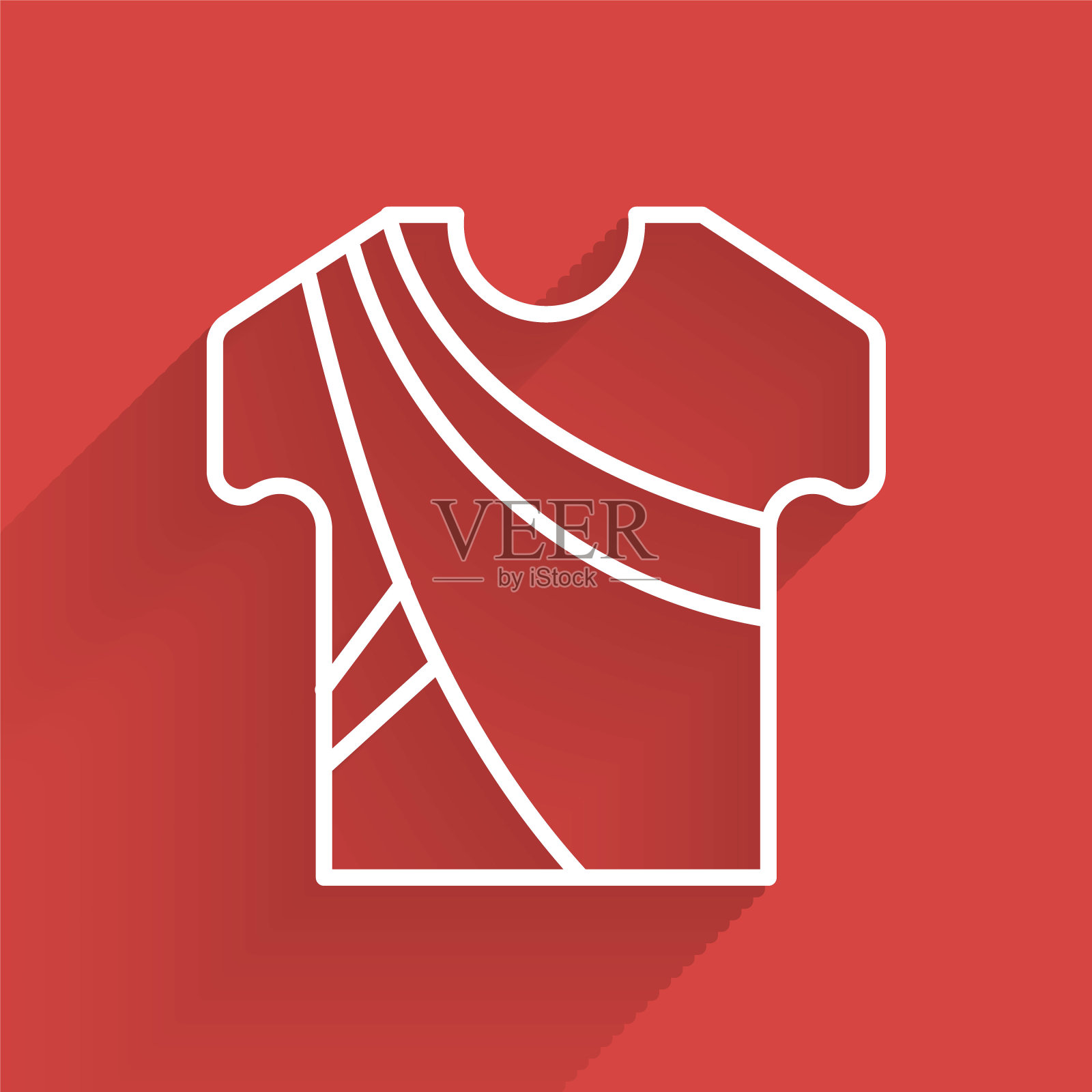 白色线印度男子穿着传统印度教服装与长衬衫图标孤立与长影子。向量插画图片素材