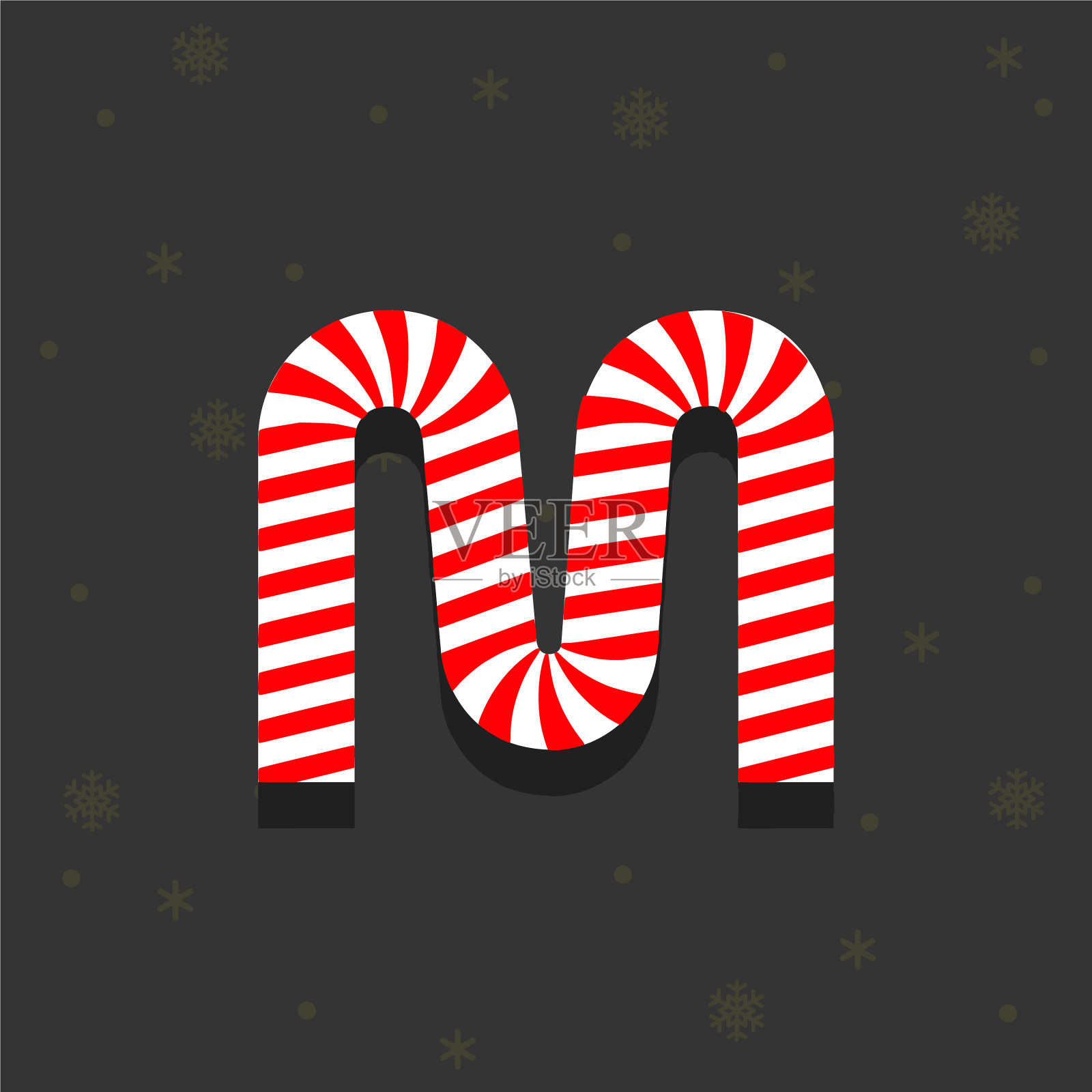 糖果手杖标志字母m插画图片素材