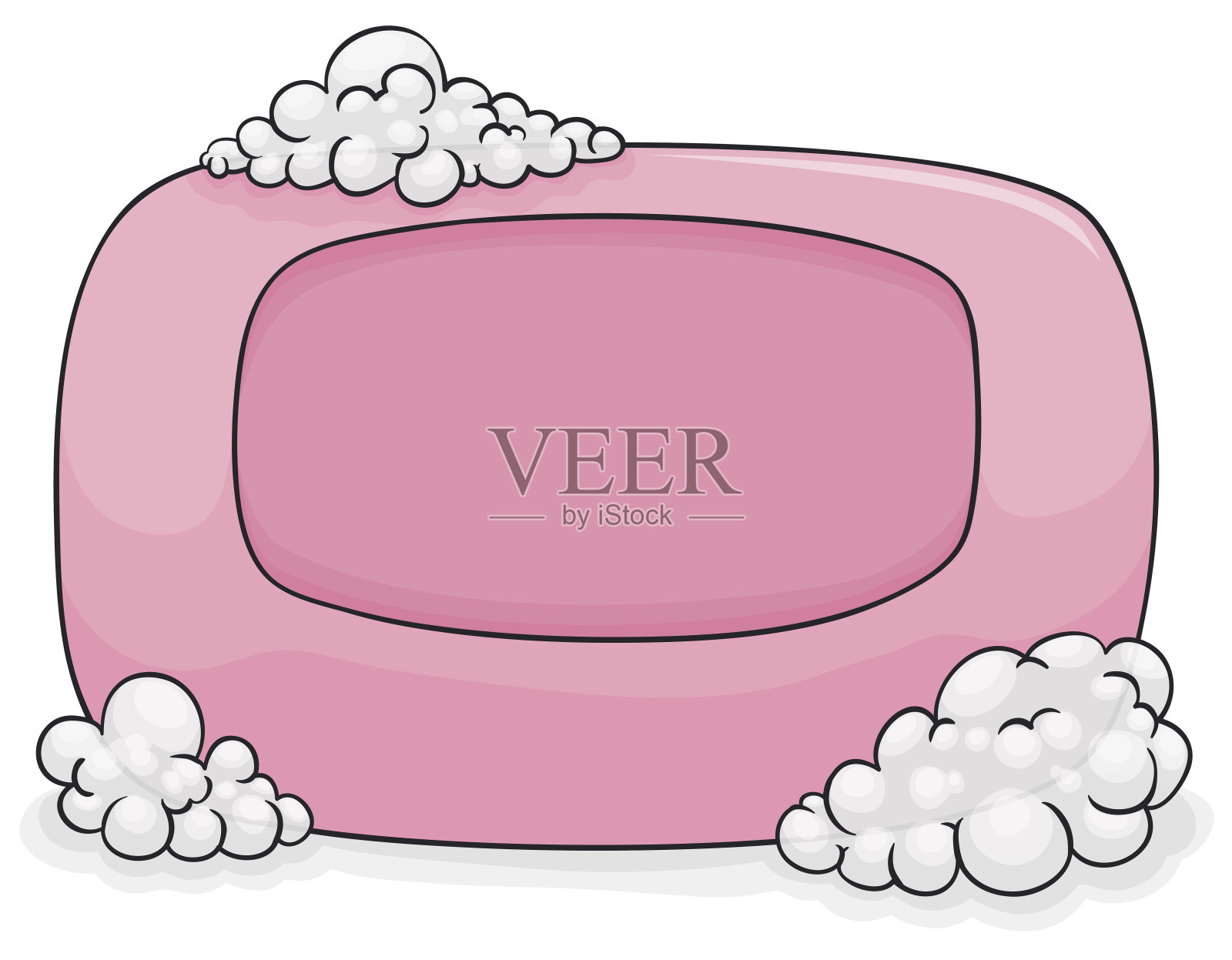 带泡沫的粉色肥皂，可以用来清洁污垢插画图片素材