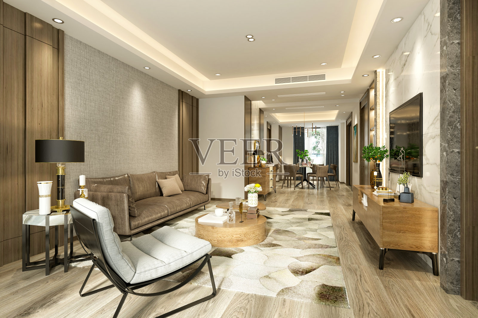 客厅的3D渲染照片摄影图片