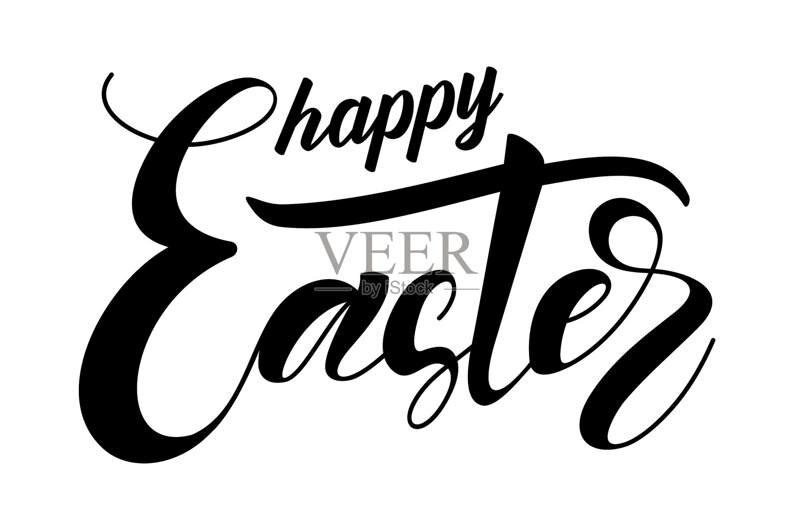 复活节快乐文字孤立的背景手设计元素图片