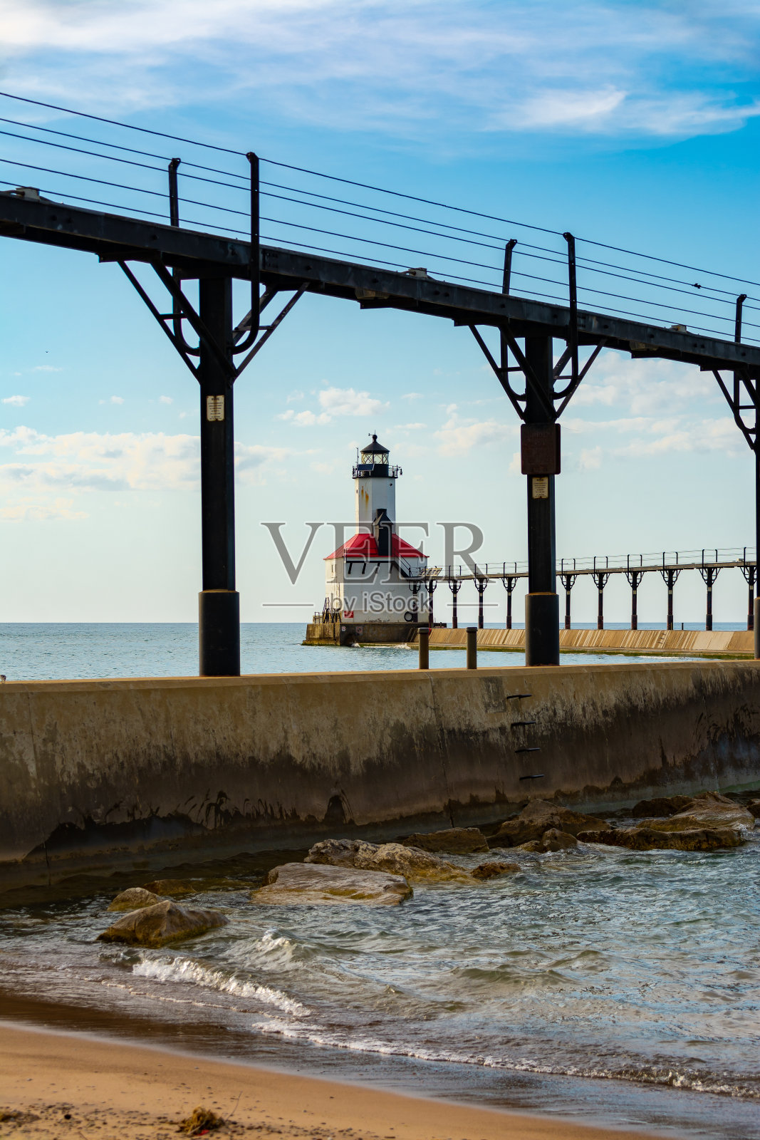 密歇根城灯塔照片摄影图片