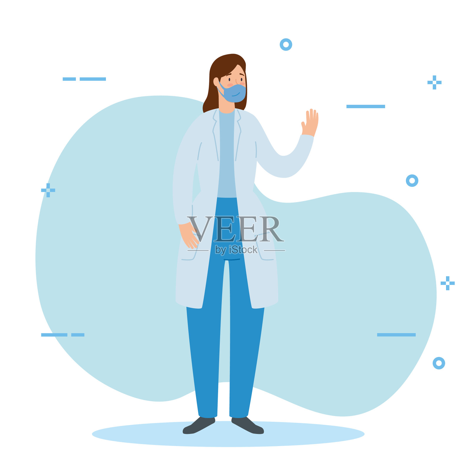 女医生，带着面具的角色设计元素图片