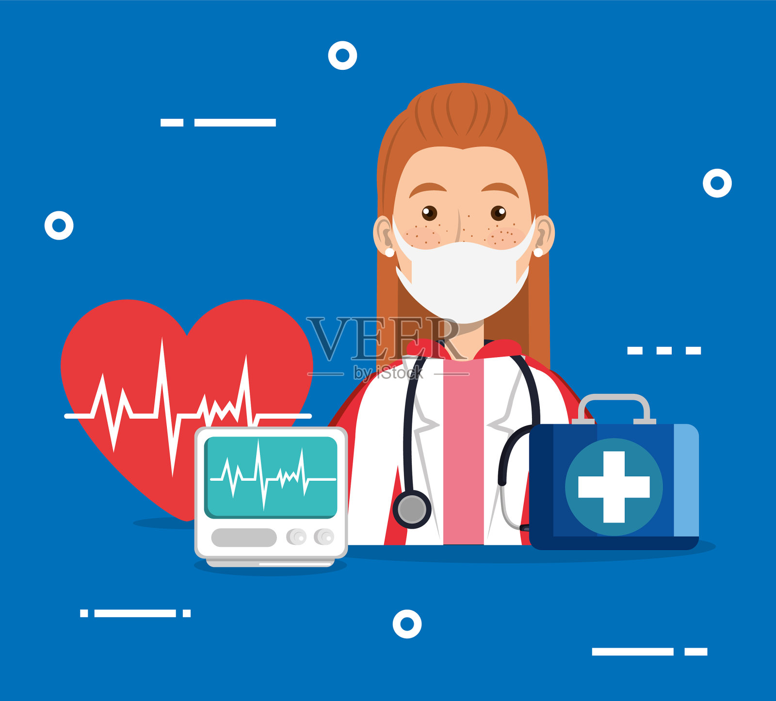 超级医生女与英雄斗篷和药物插画图片素材