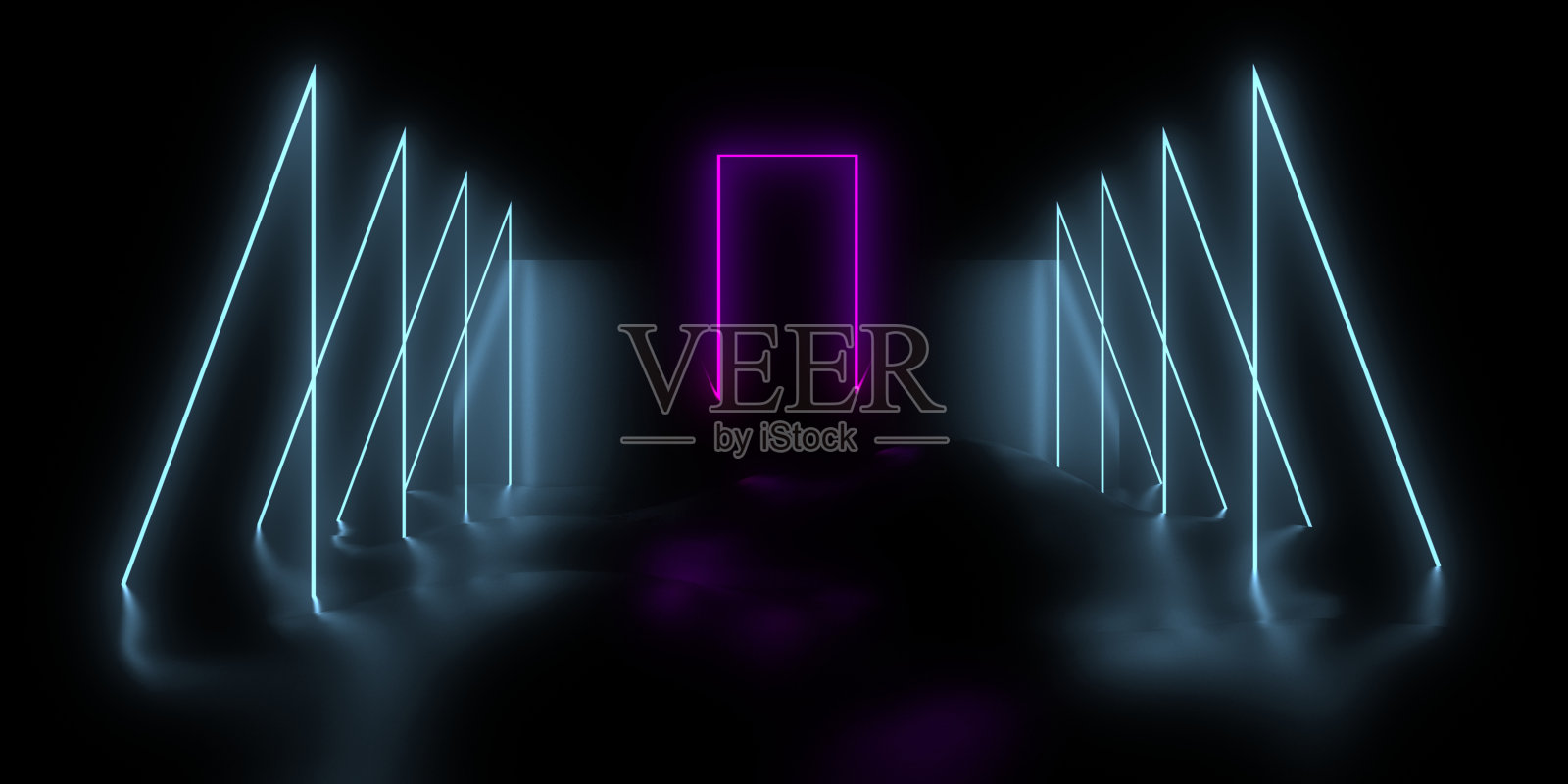 3D抽象背景与霓虹灯。三维演示照片摄影图片