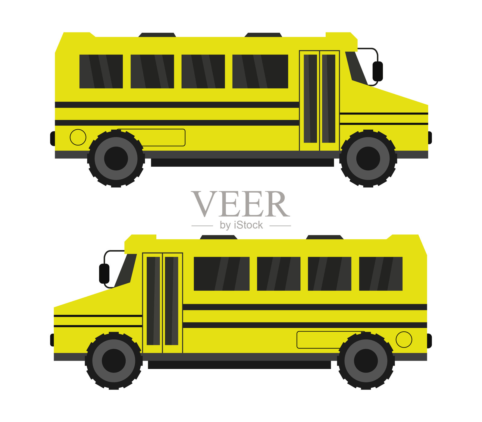 校车图标在白色背景插画图片素材