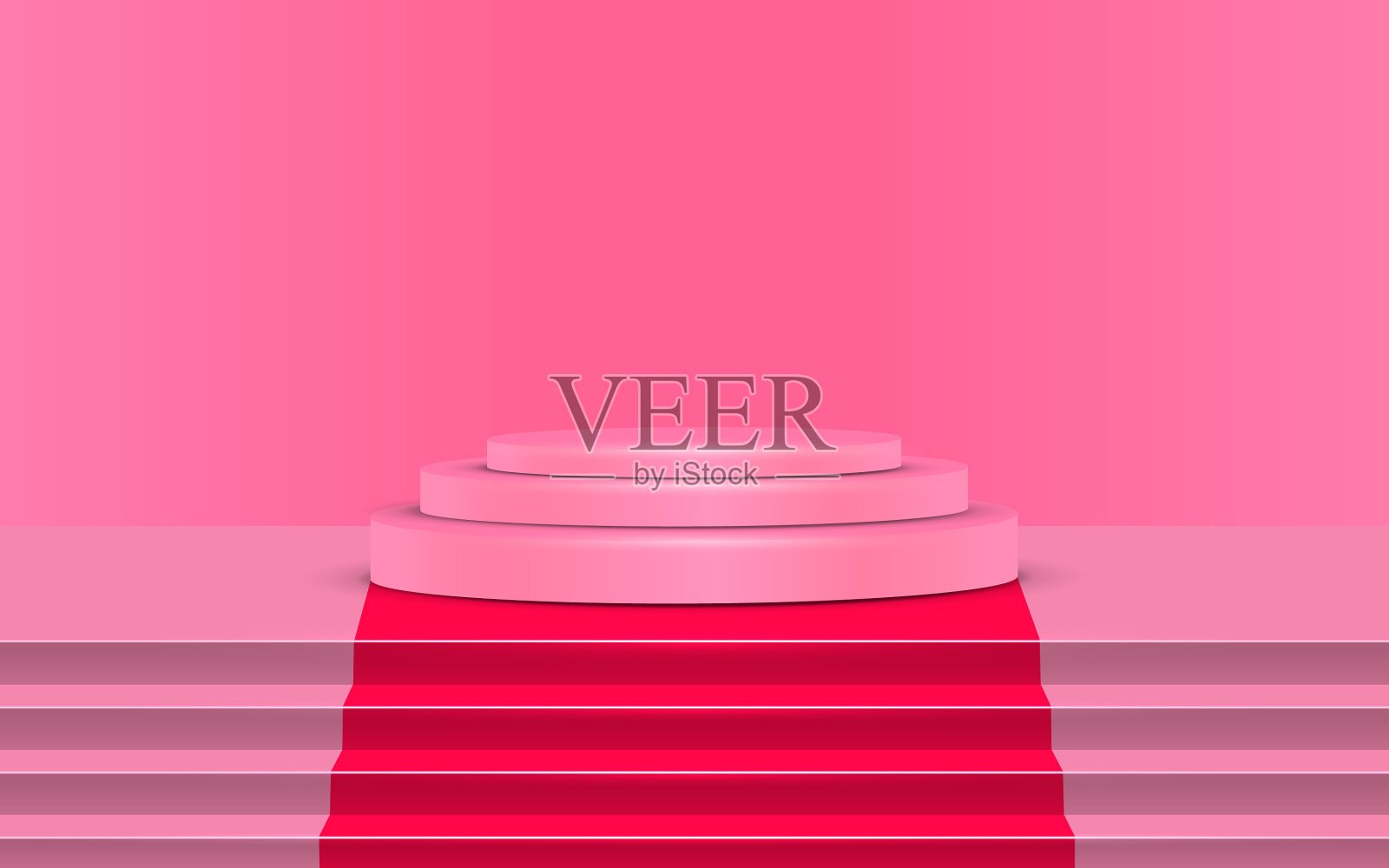 粉色的讲台，红地毯的舞台插画图片素材