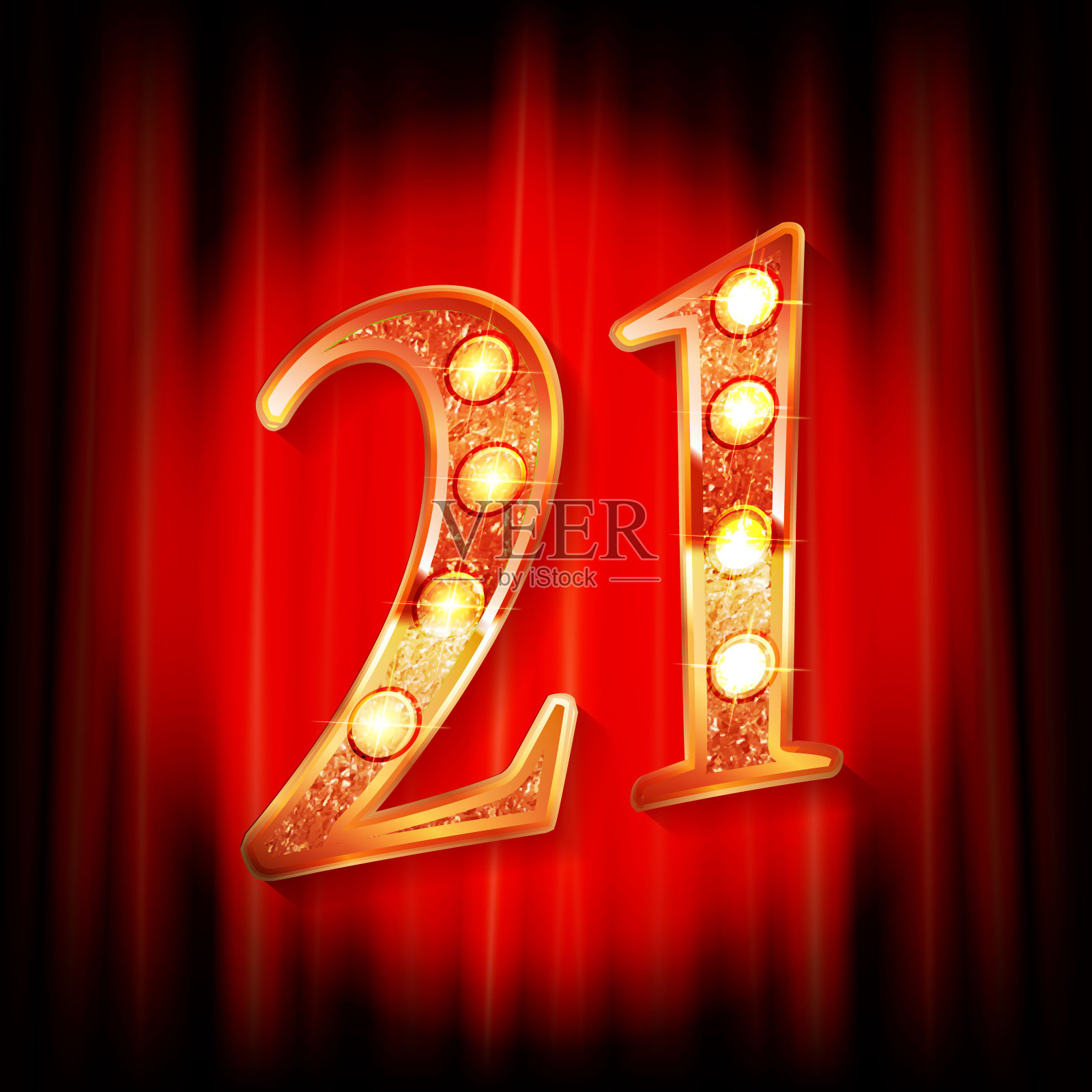 黄金是21。贺卡插画图片素材