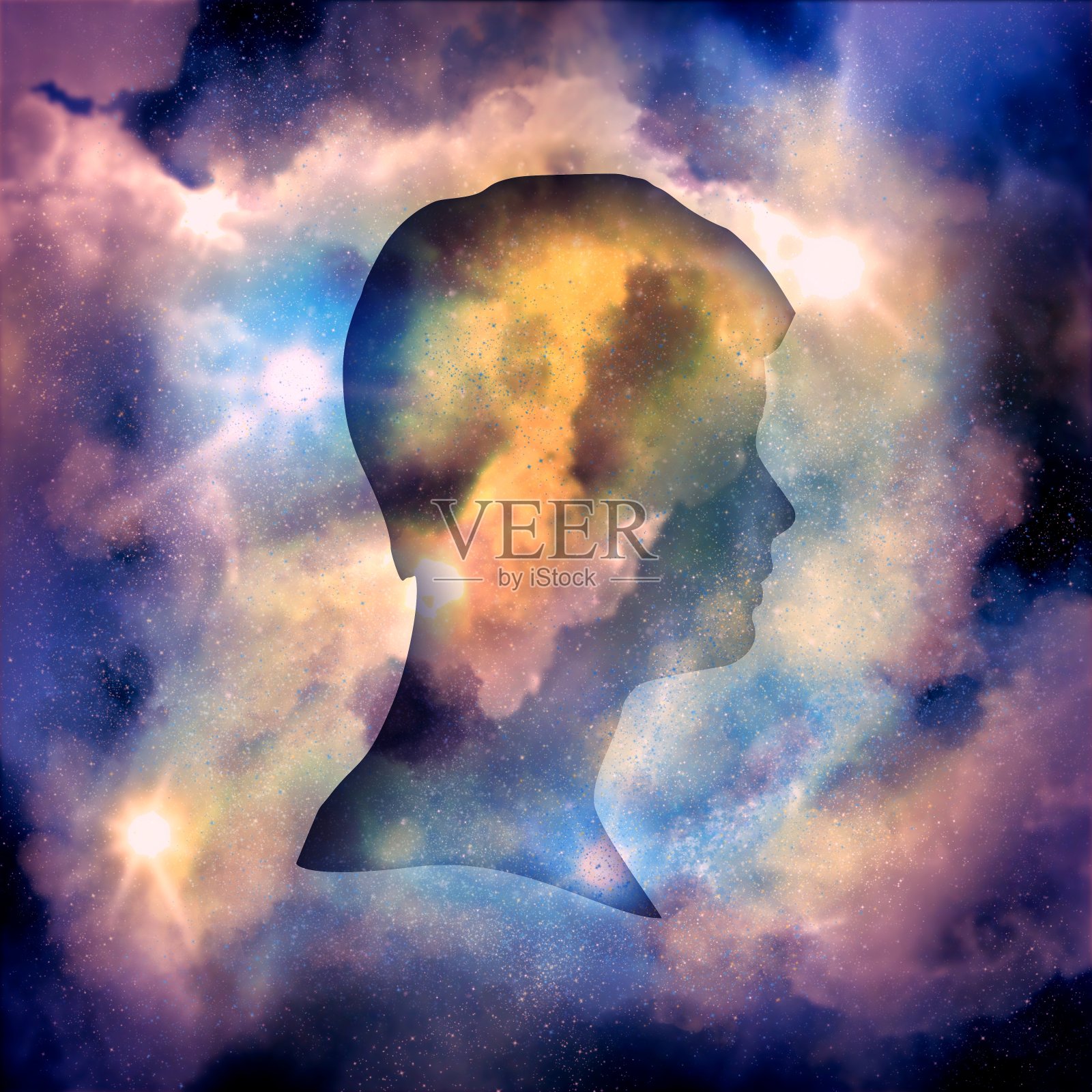 一个人头的剪影插画图片素材