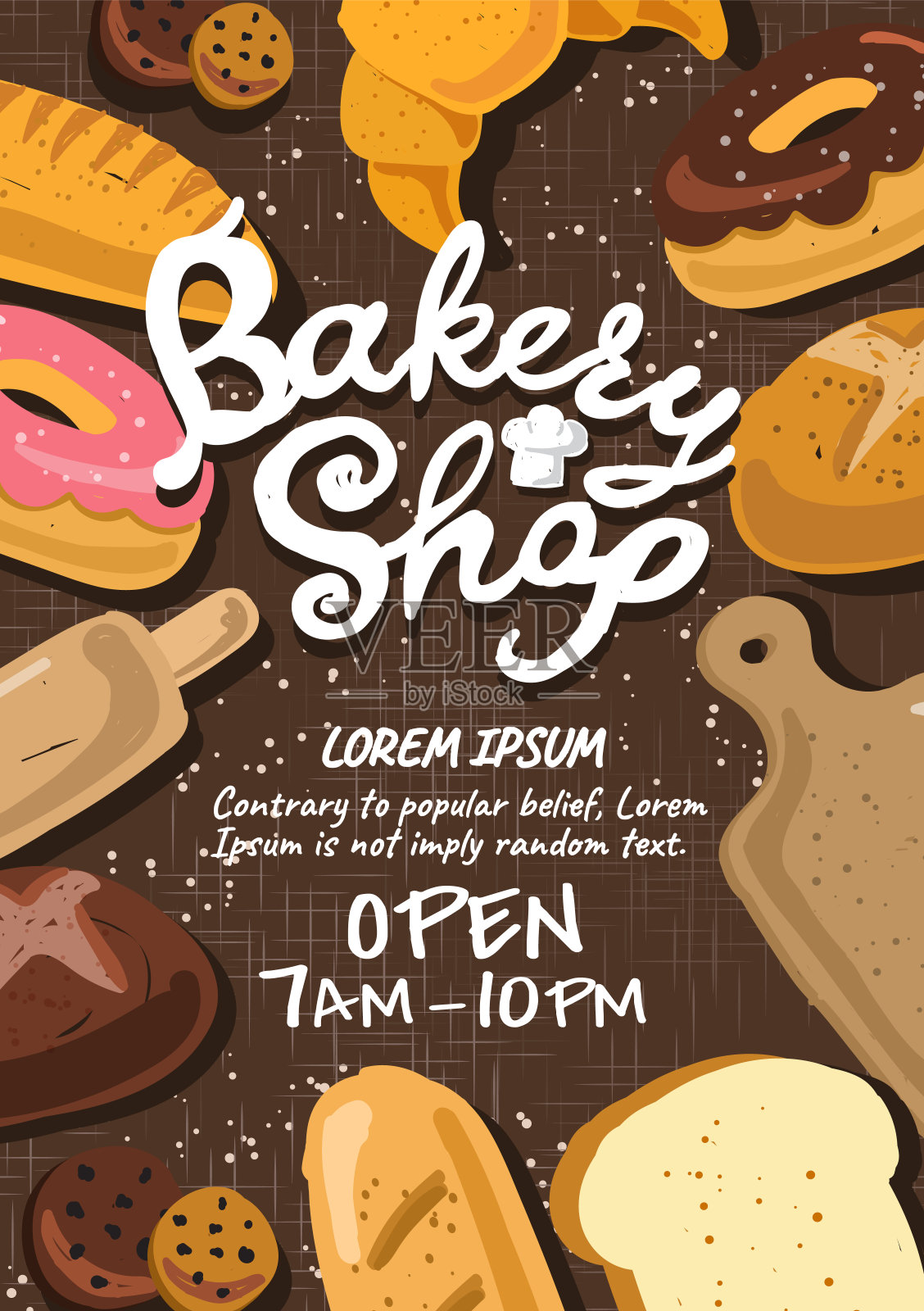 面包房甜点海报传单旗帜图案矢量插图设计背景插画图片素材