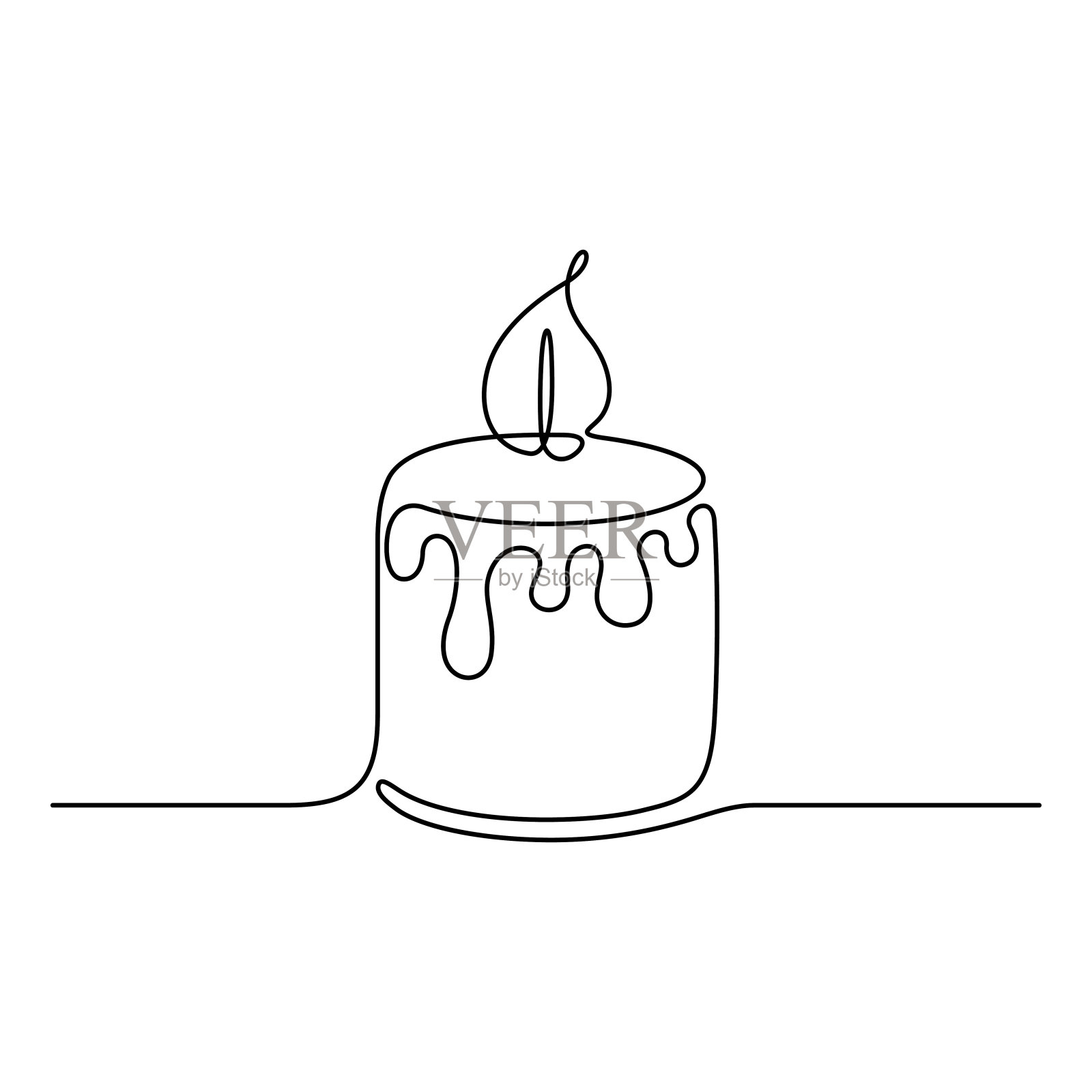 连续的线条画。蜡烛。插画图片素材