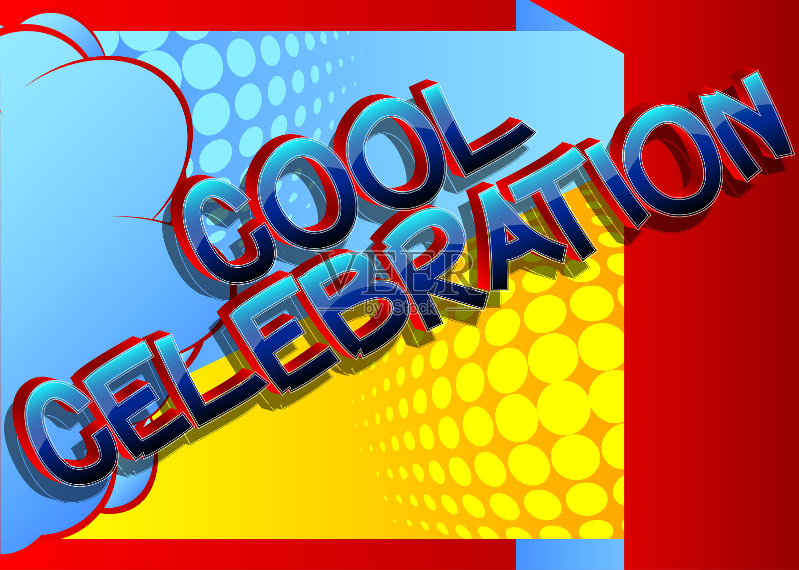 酷庆祝漫画书风格的卡通文字插画图片素材