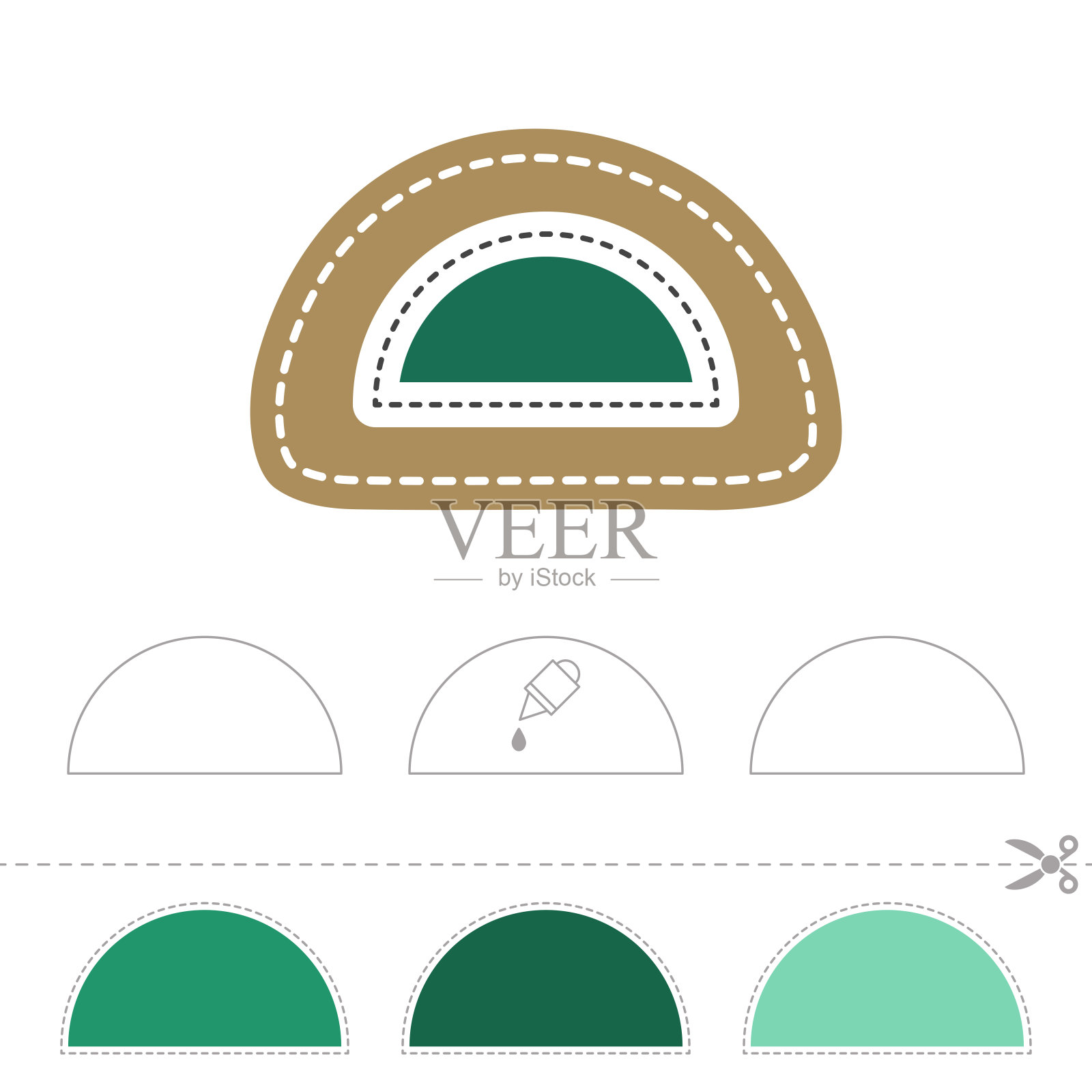 学习形状和几何图形。用于练习运动技能的学前或幼儿园作业。切割和胶水顺序从光明到黑暗或反之亦然-向量插画图片素材