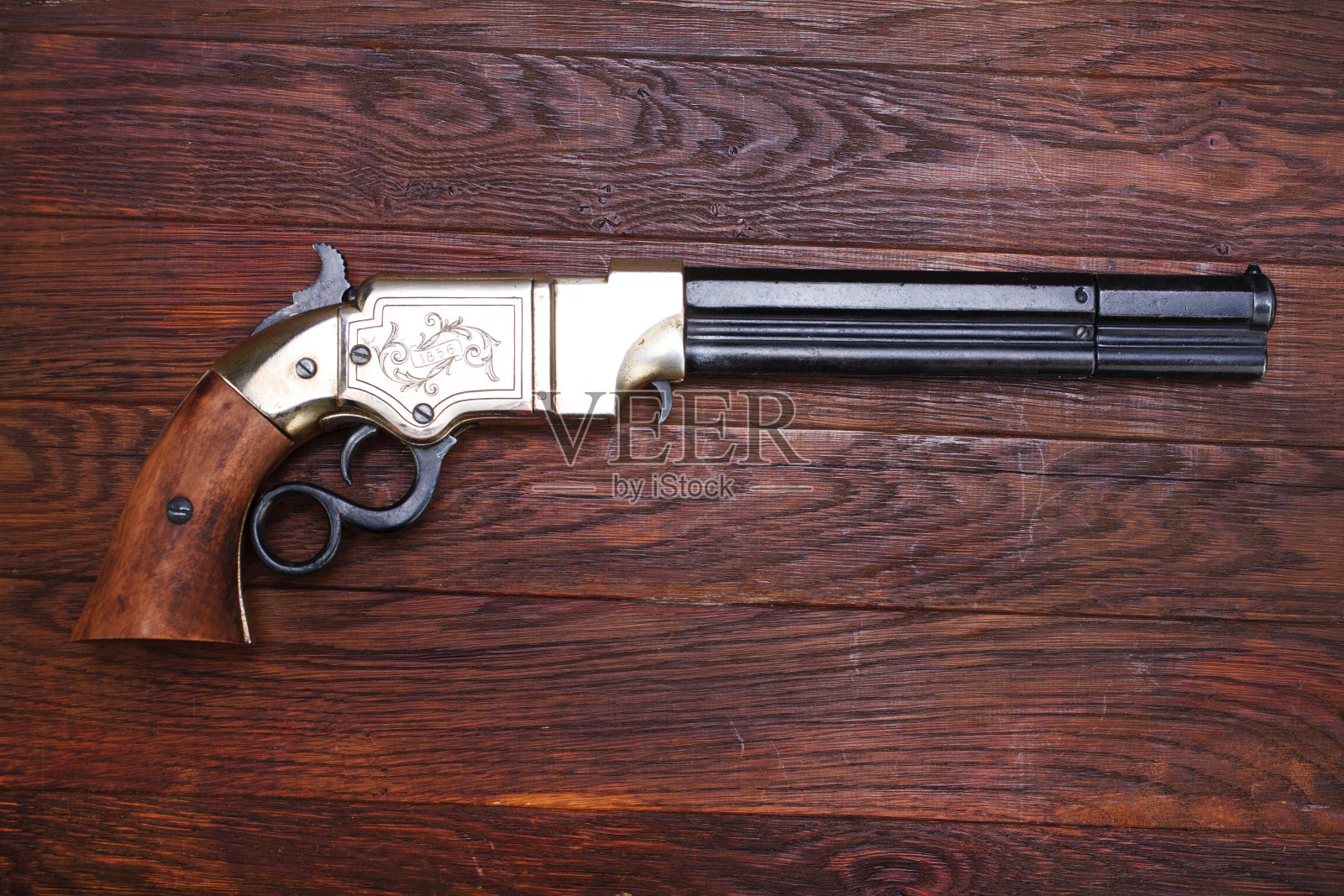 狂野西部老式武器-火山重复手枪照片摄影图片