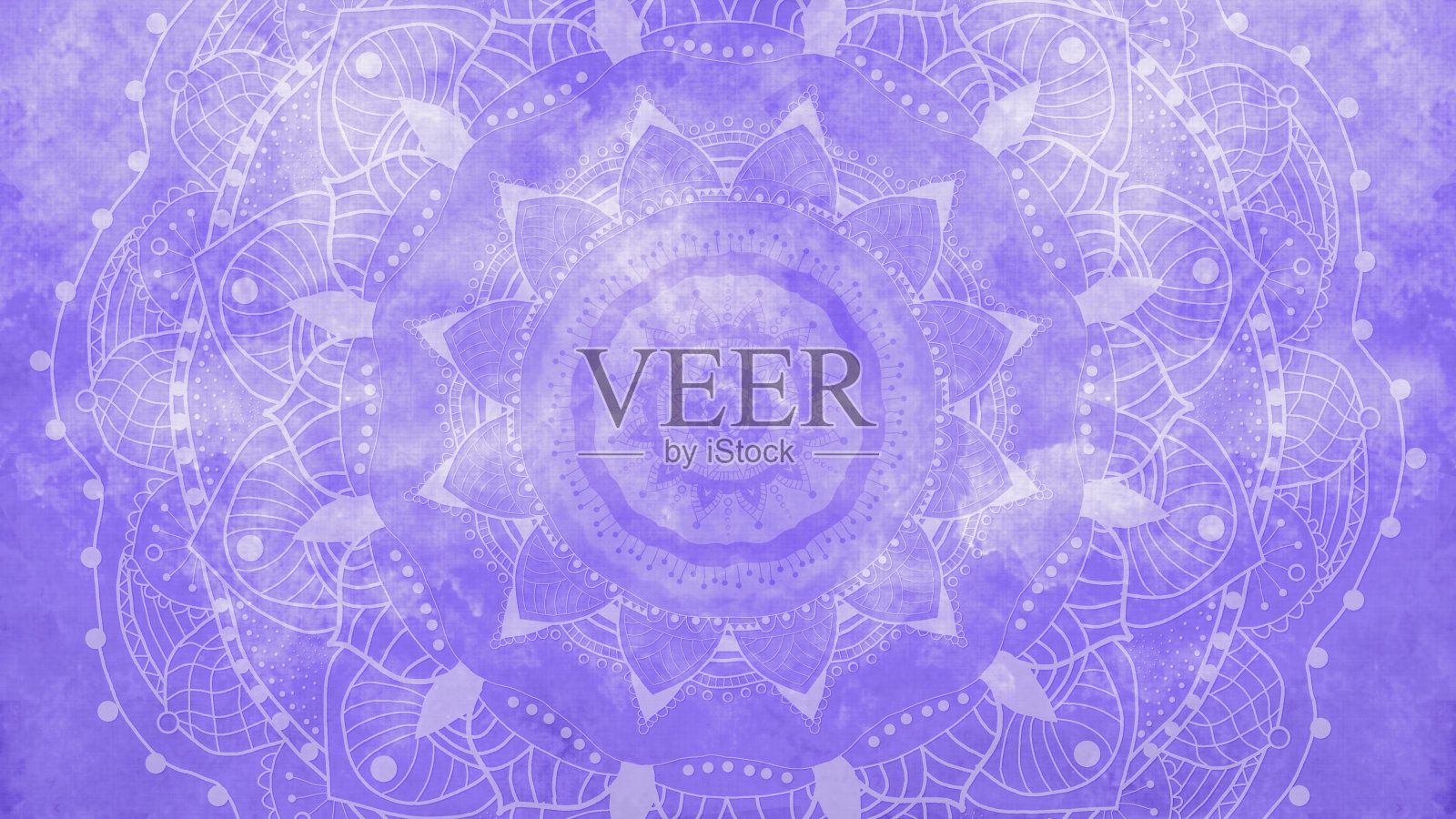 薰衣草背景上的曼荼罗插画图片素材