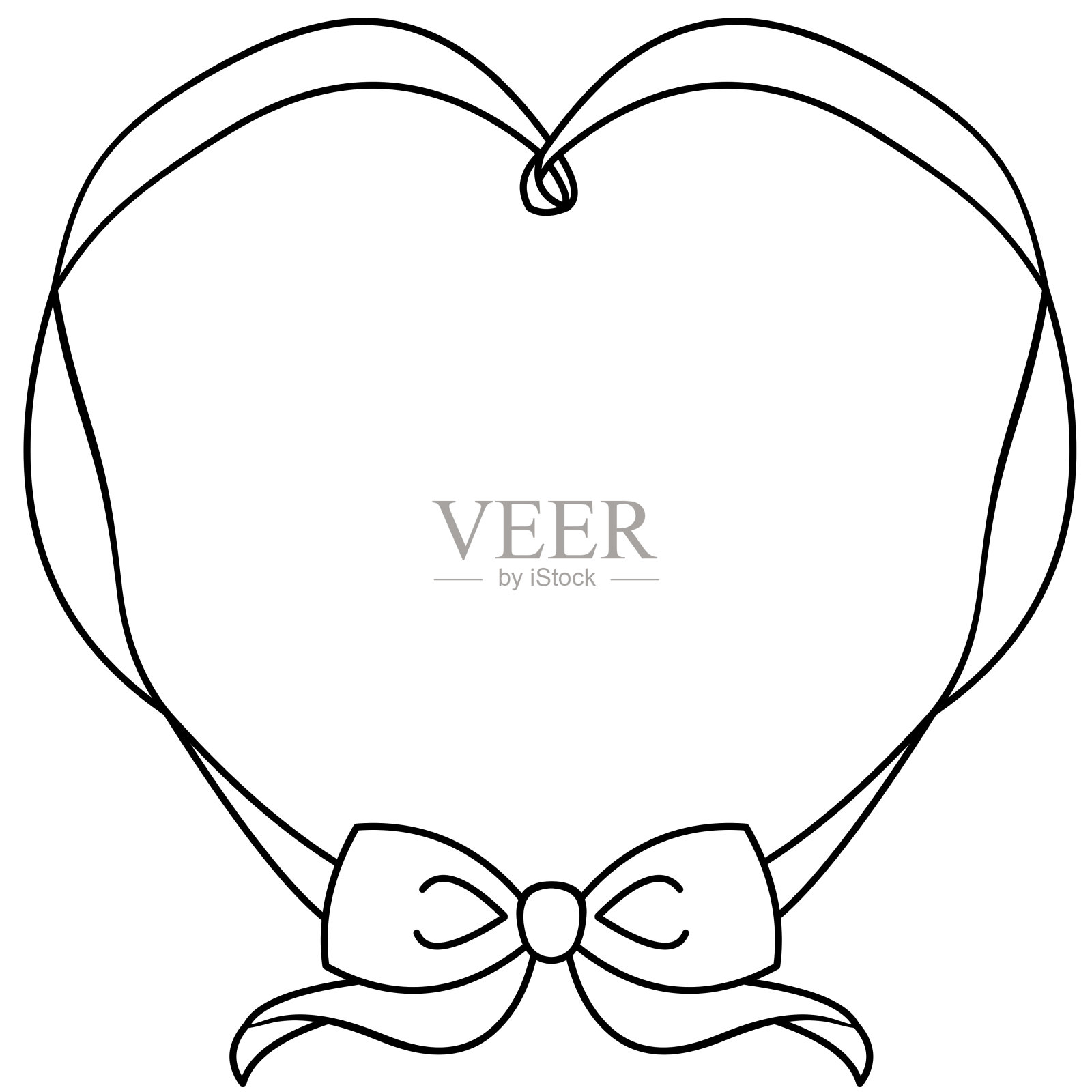 心形缎带框插画图片素材