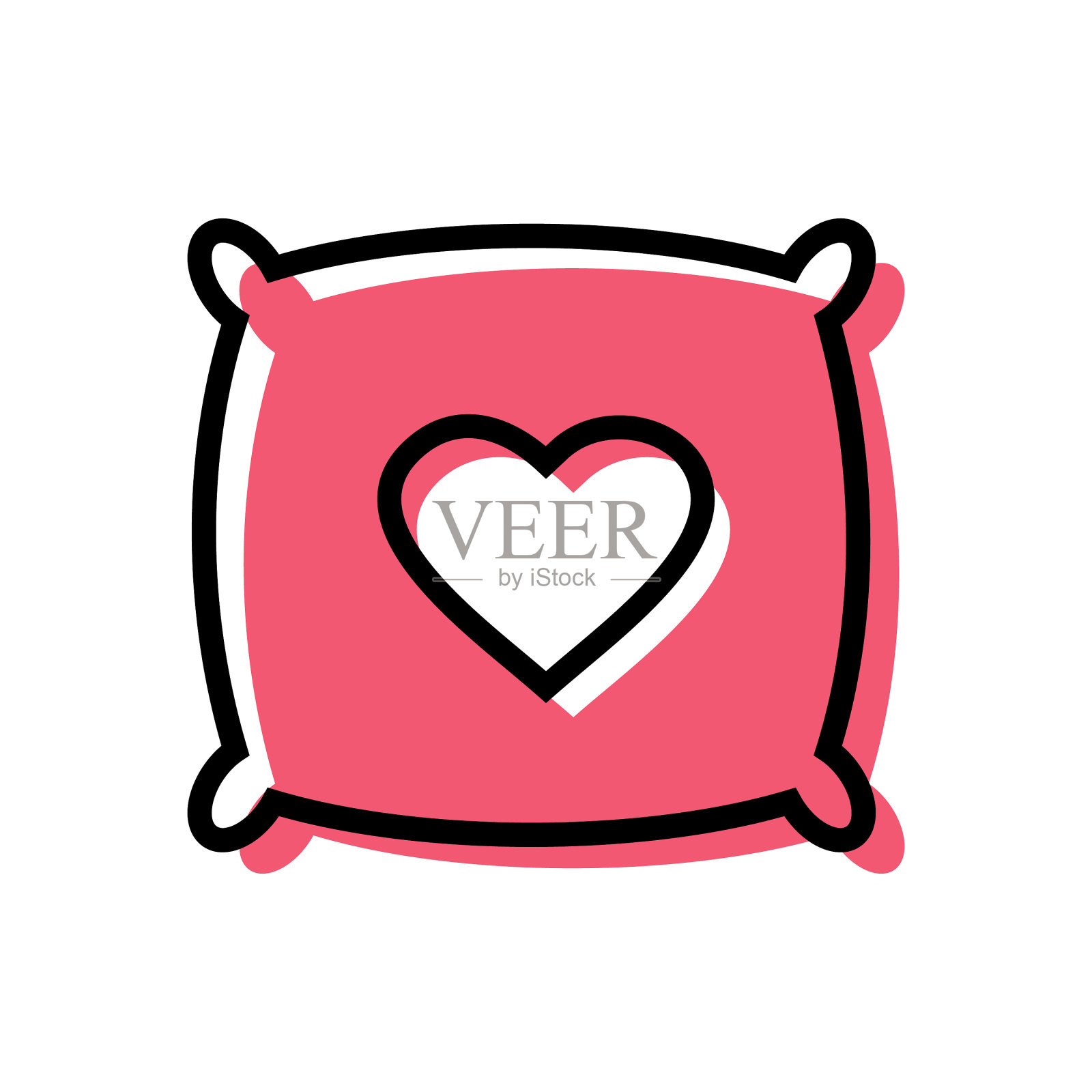 枕头与心形标志模板爱情枕头图标素材