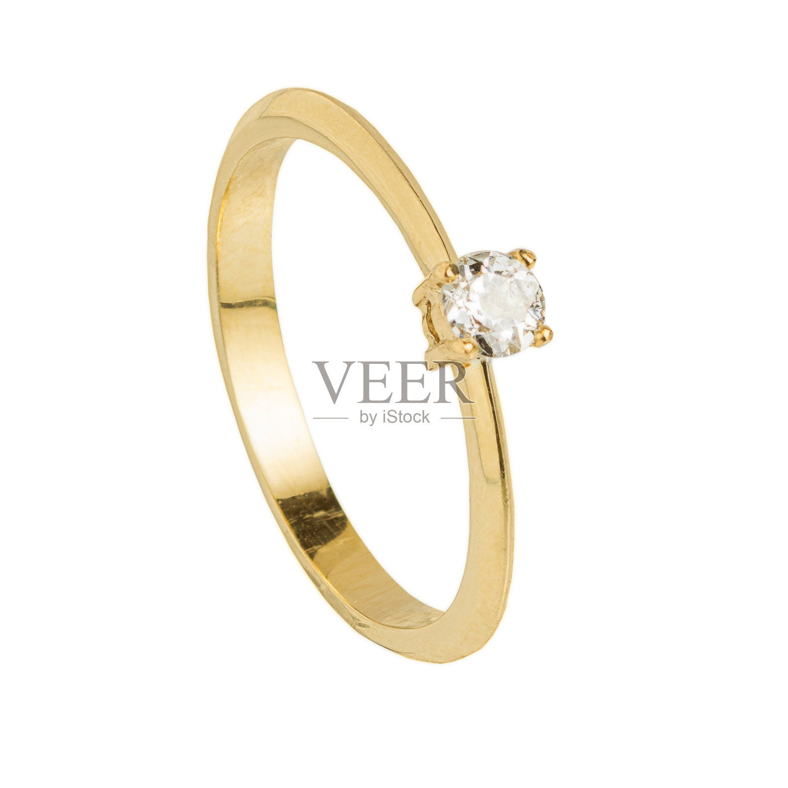 黄金戒指与宝石和钻石孤立在白色背景照片摄影图片