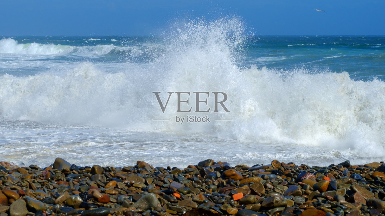 日本海海岸的暴风雨波涛。照片摄影图片