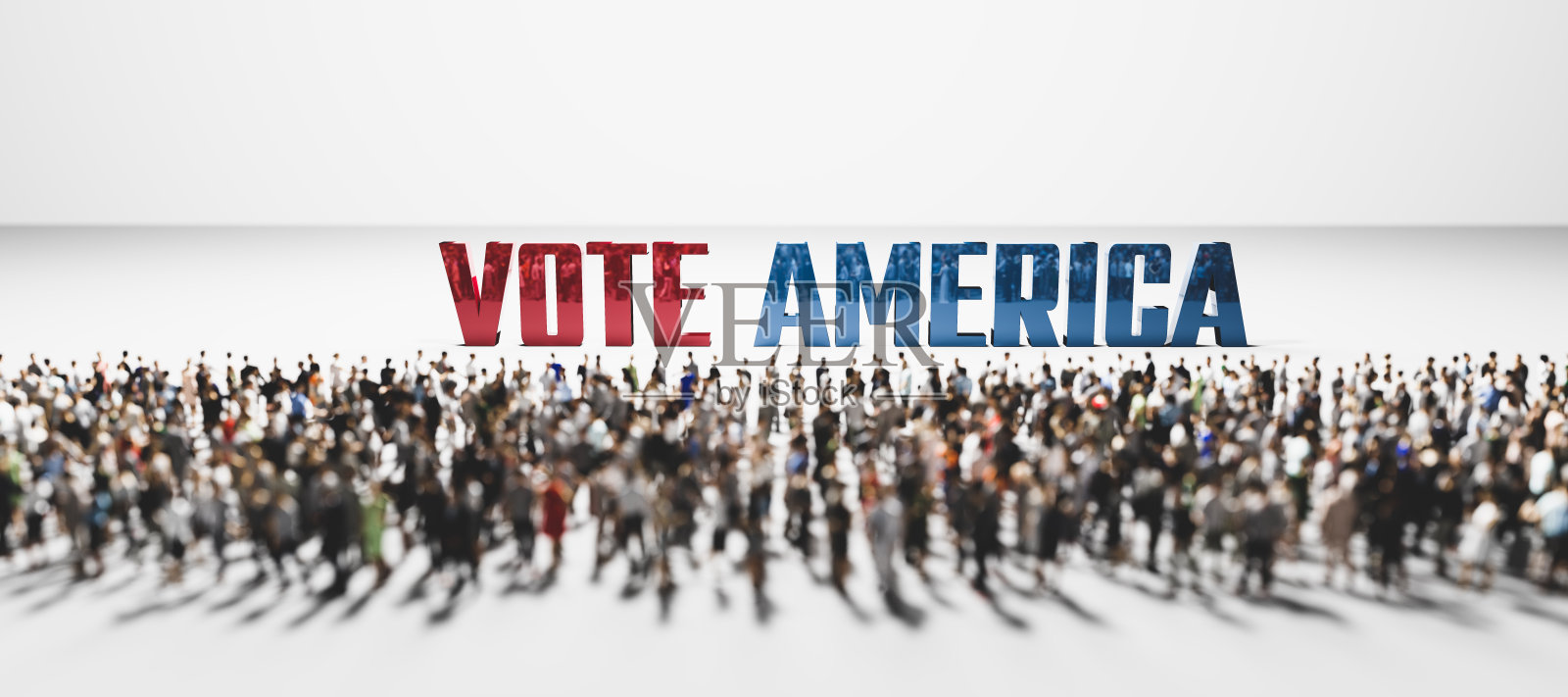 在一大群人面前投票美国口号。照片摄影图片