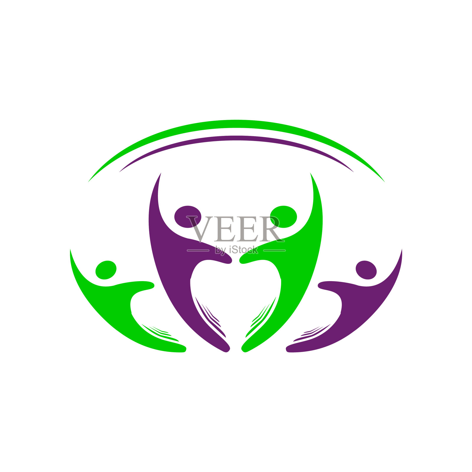 4 .多彩四人logo模板设计组插画图片素材