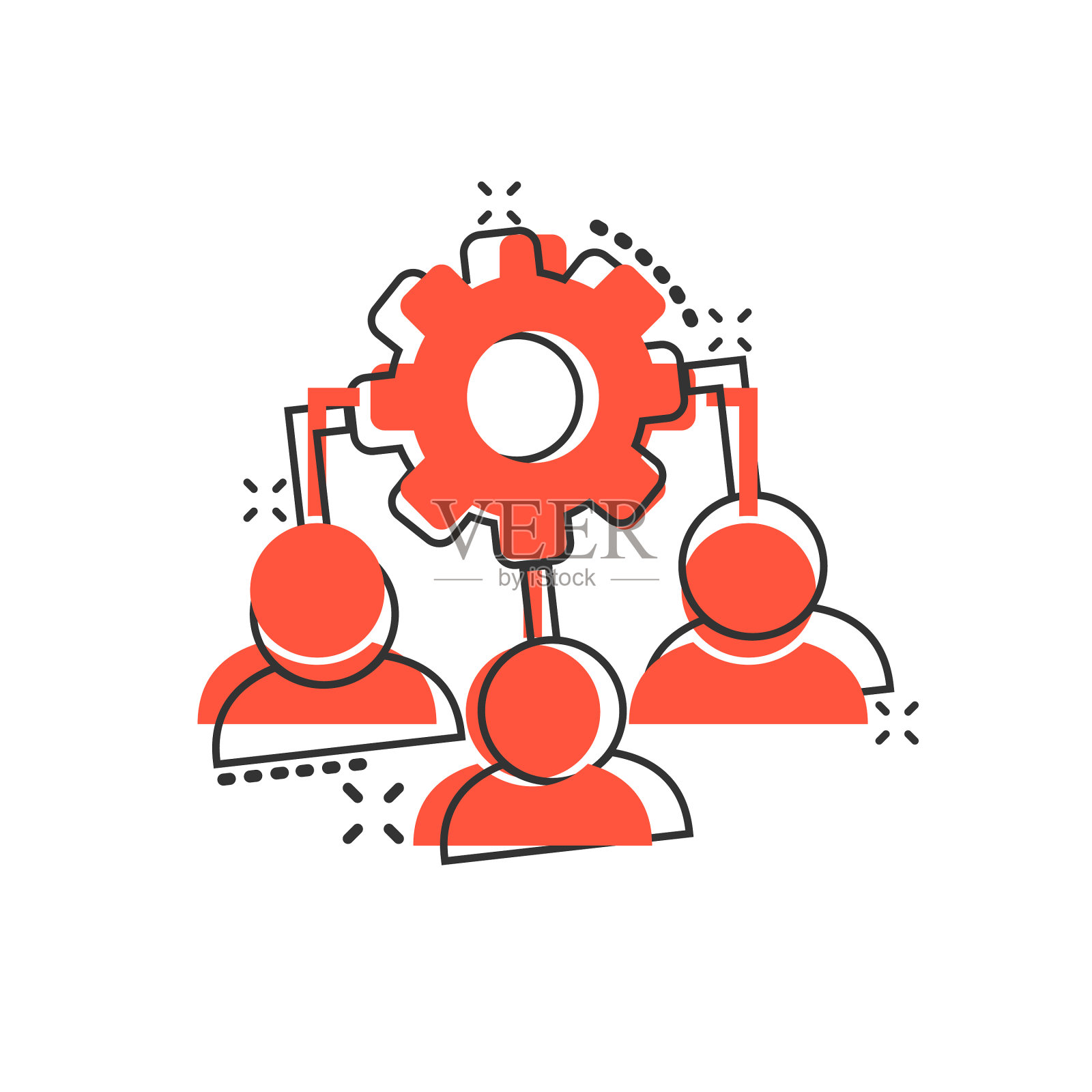 商业培训图标在漫画风格的齿轮设计元素图片