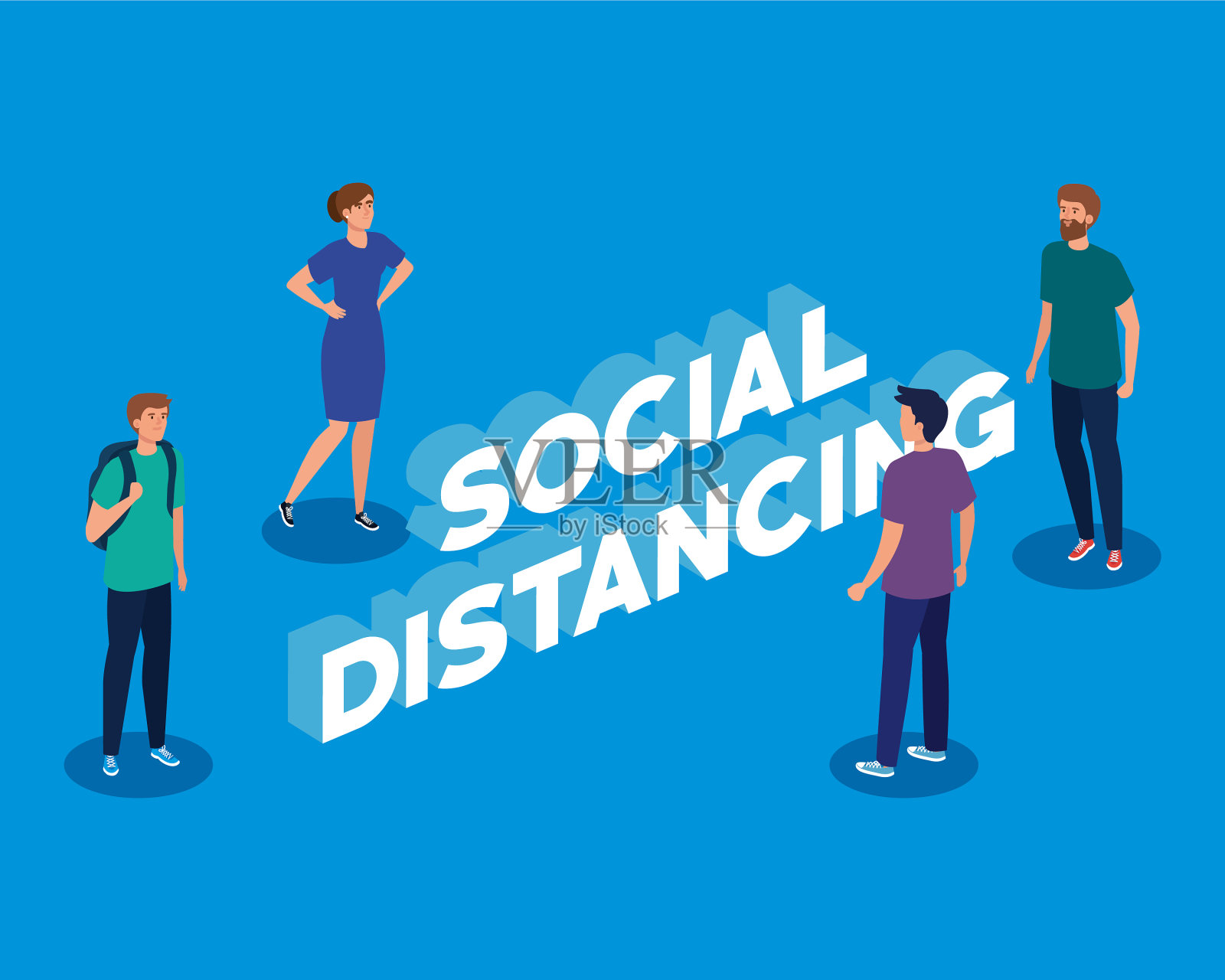 为新冠肺炎患者开展社交距离运动插画图片素材