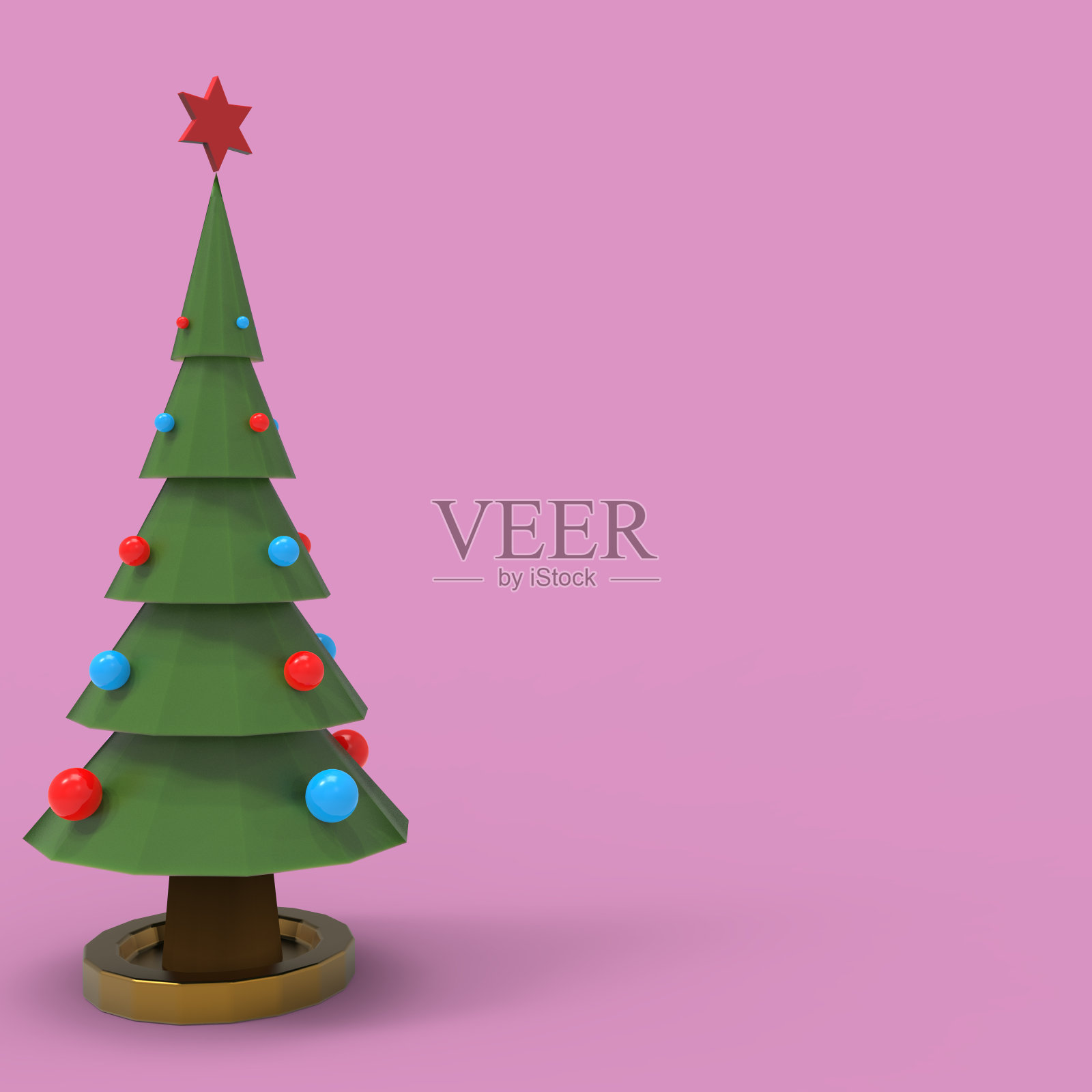 圣诞快乐圣诞树星3d渲染照片摄影图片