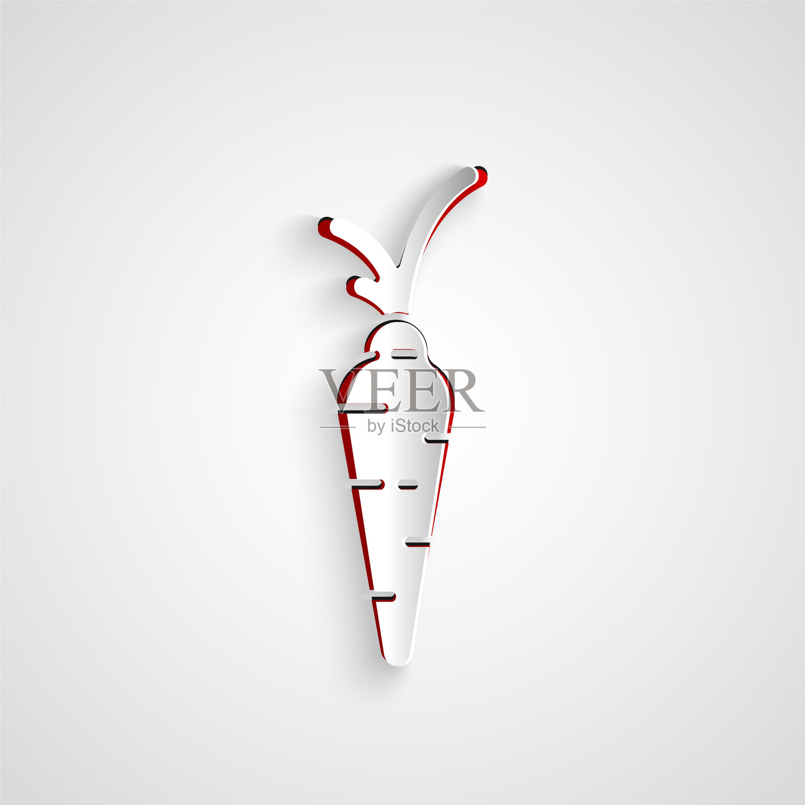 剪纸胡萝卜图标孤立在灰色背景插画图片素材