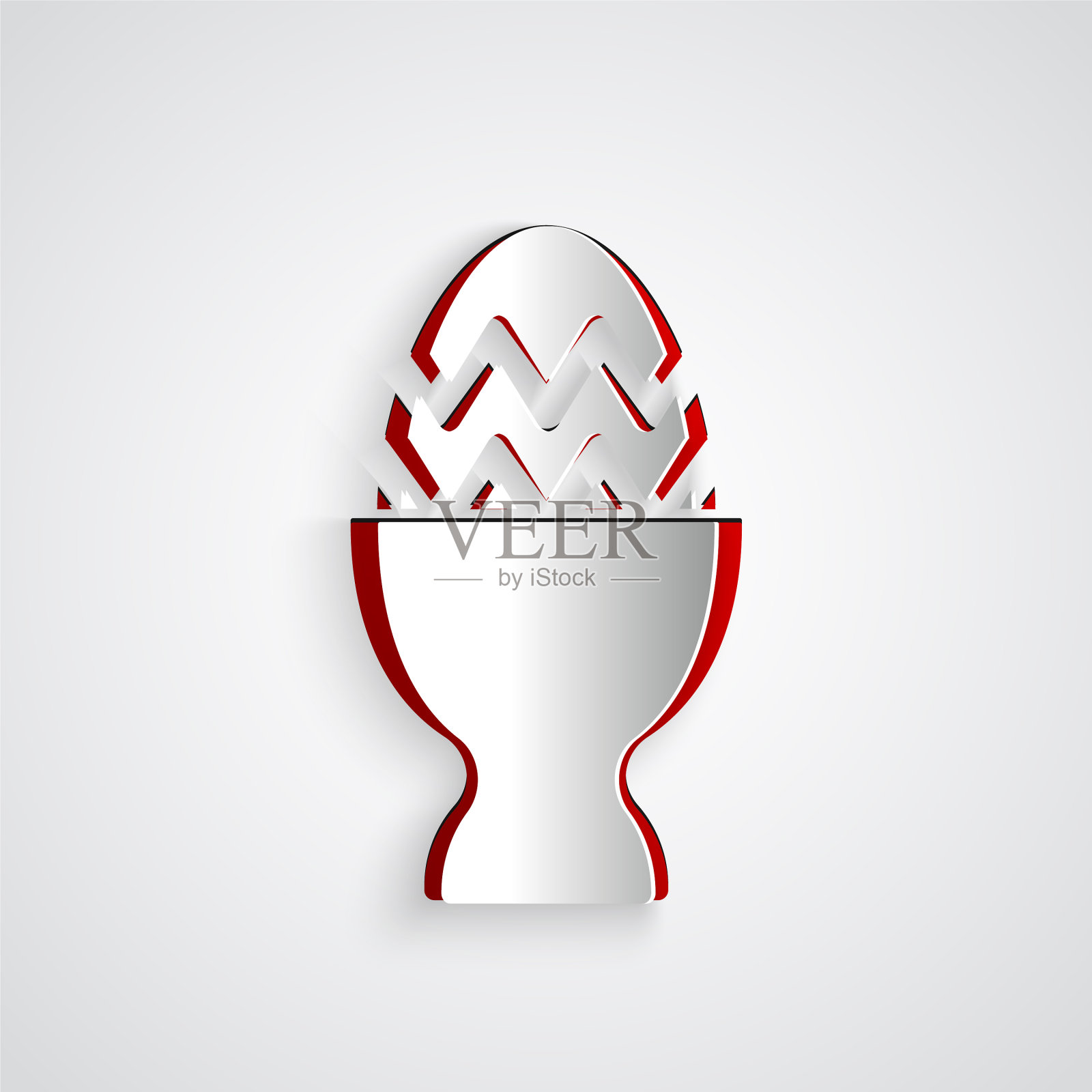 剪纸复活节彩蛋站在一个孤立的图标上插画图片素材