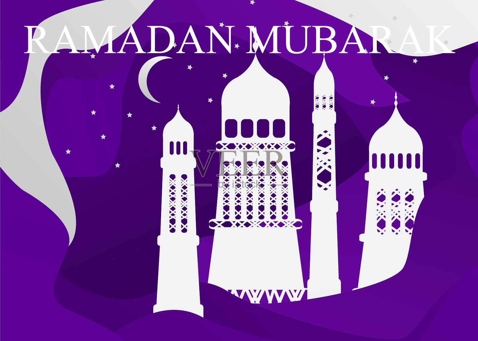 斋月卡里姆卡复古纸横幅插画图片素材