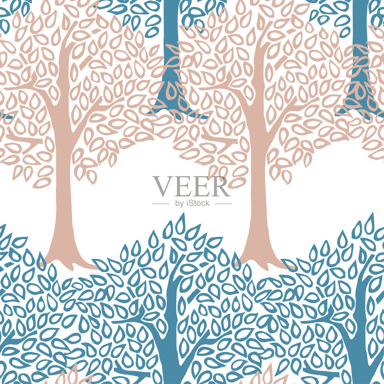 无缝模式与蓝色树木在冬天。插画图片素材