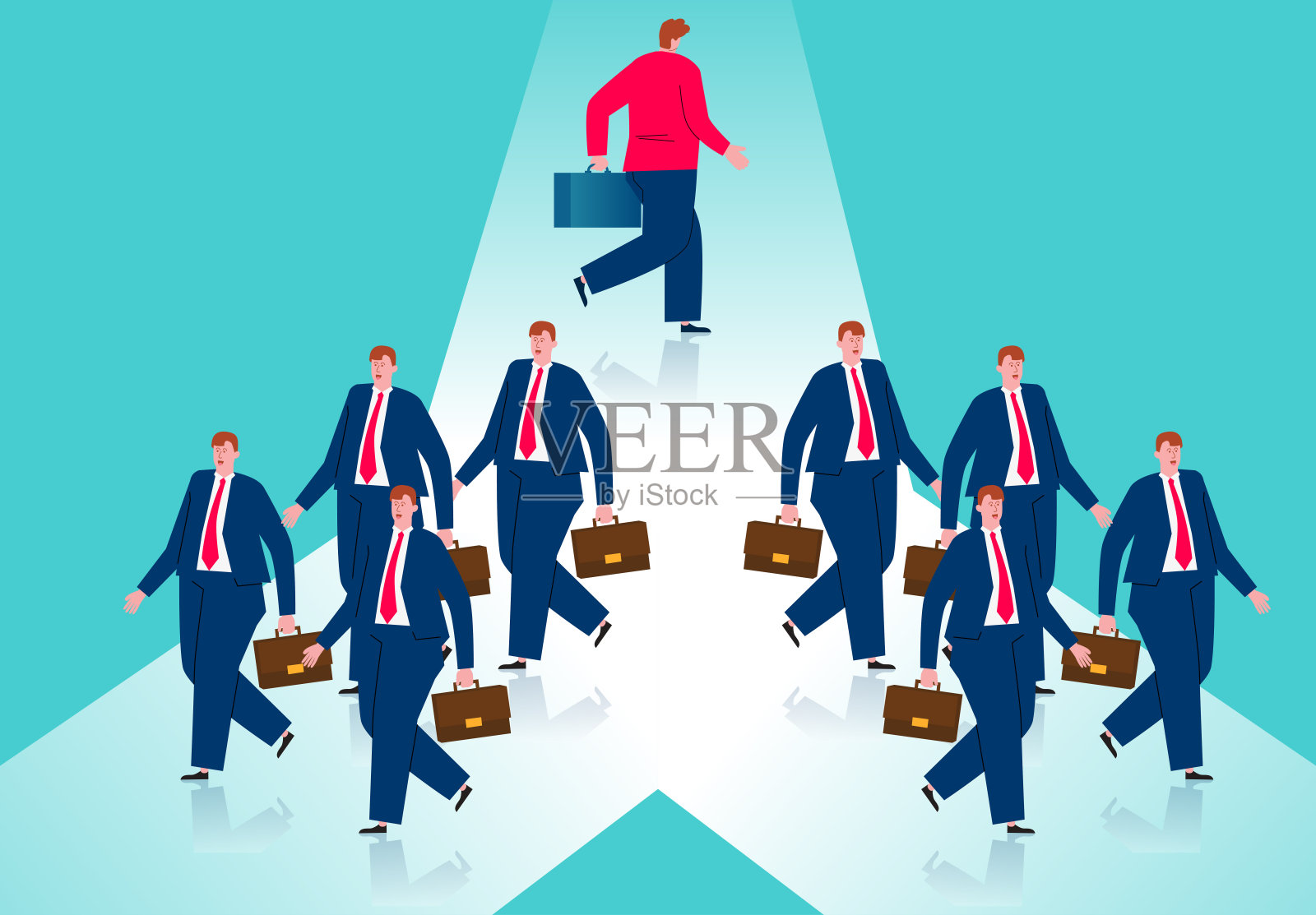 独特的商人选择了一条不同的道路插画图片素材