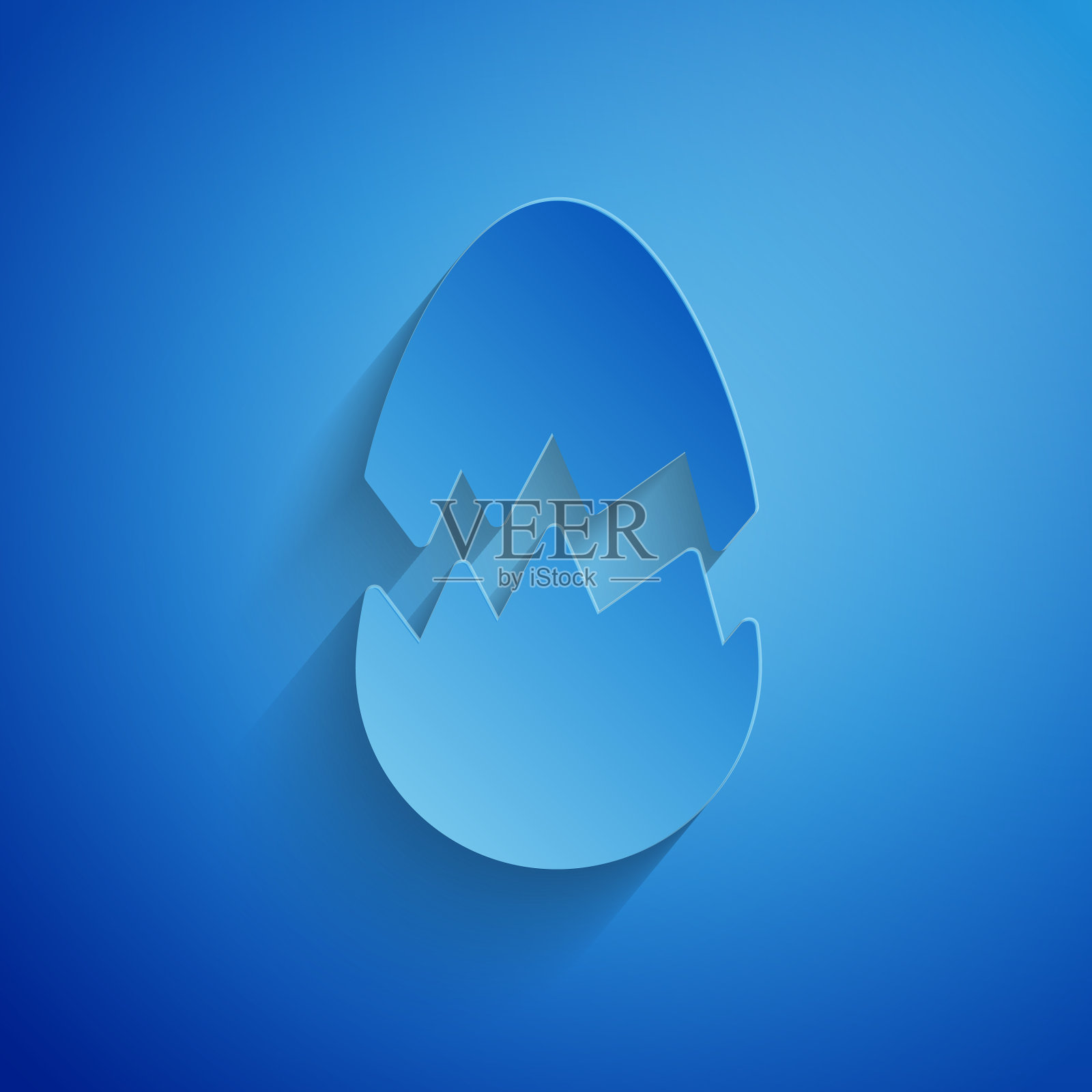 剪纸碎蛋图标孤立在蓝色插画图片素材