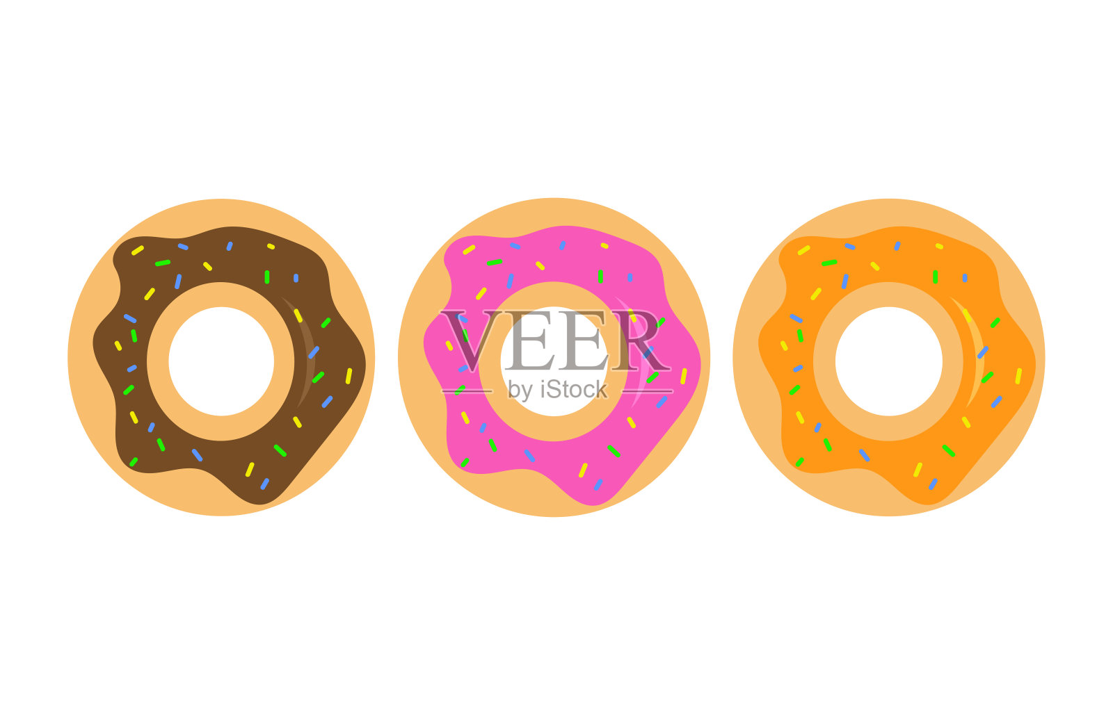 平面矢量轮廓风格图标的食物甜甜圈。快餐设计元素图片