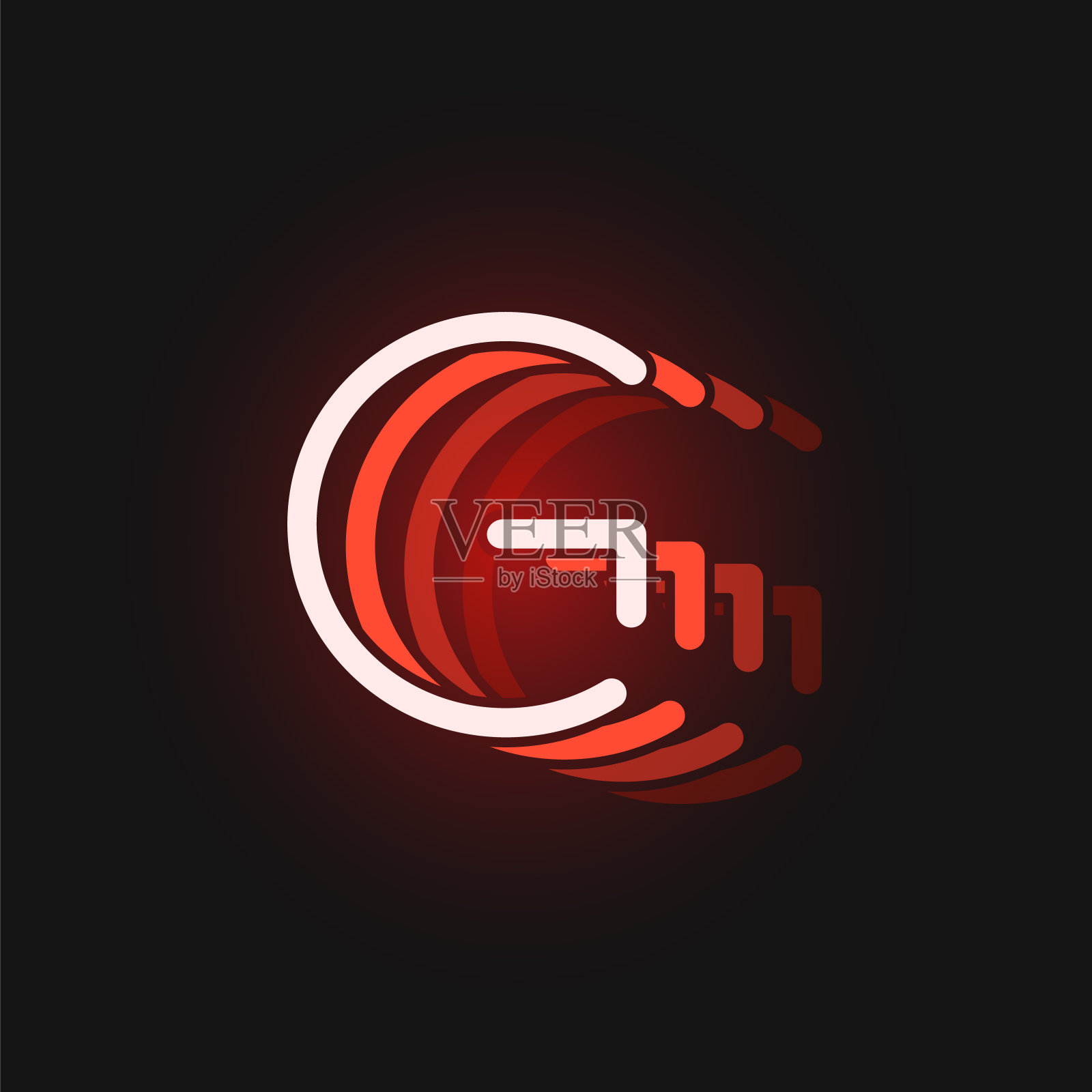 红色霓虹字体，黑色背景，矢量插图设计元素图片