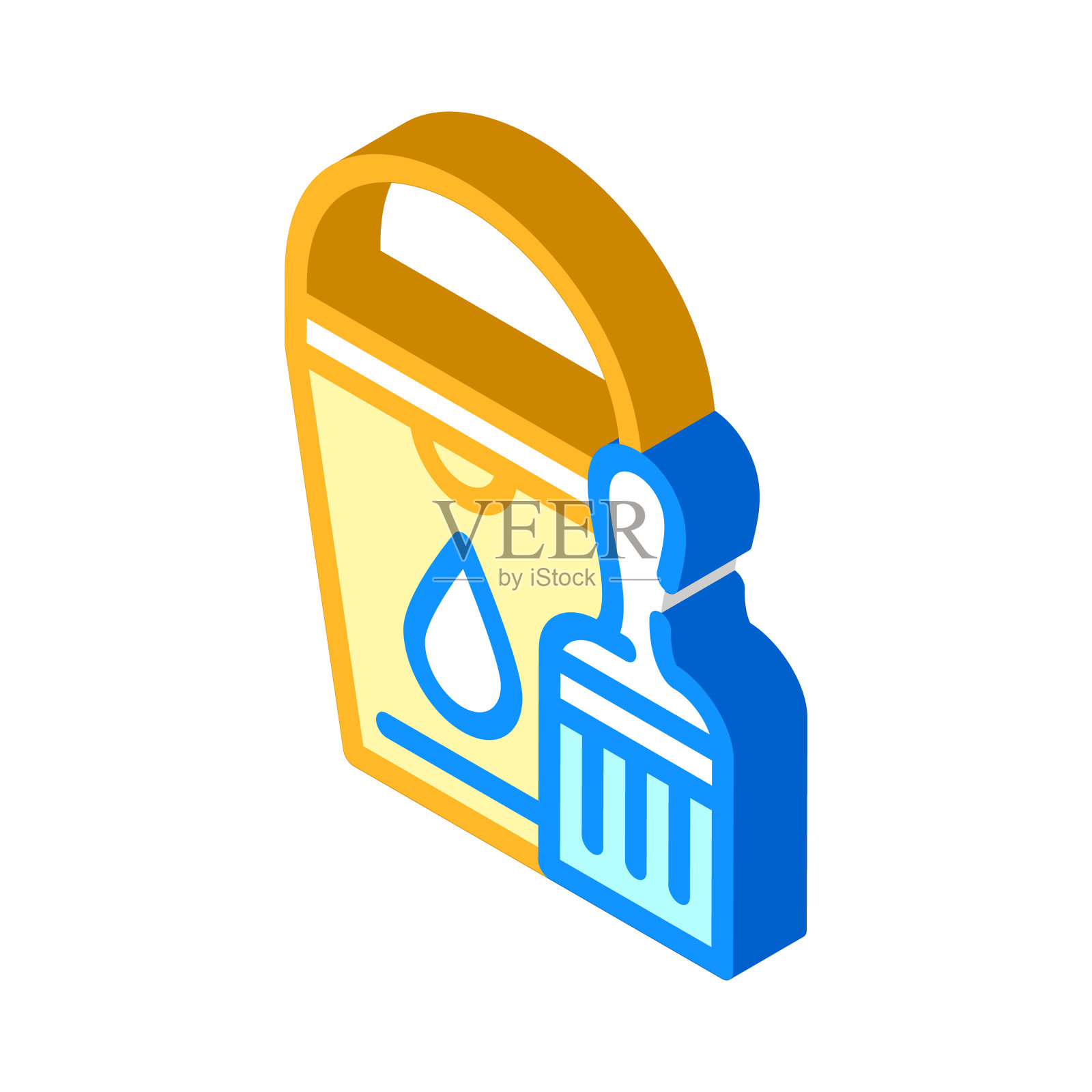 桶与笔刷等距图标矢量插图插画图片素材