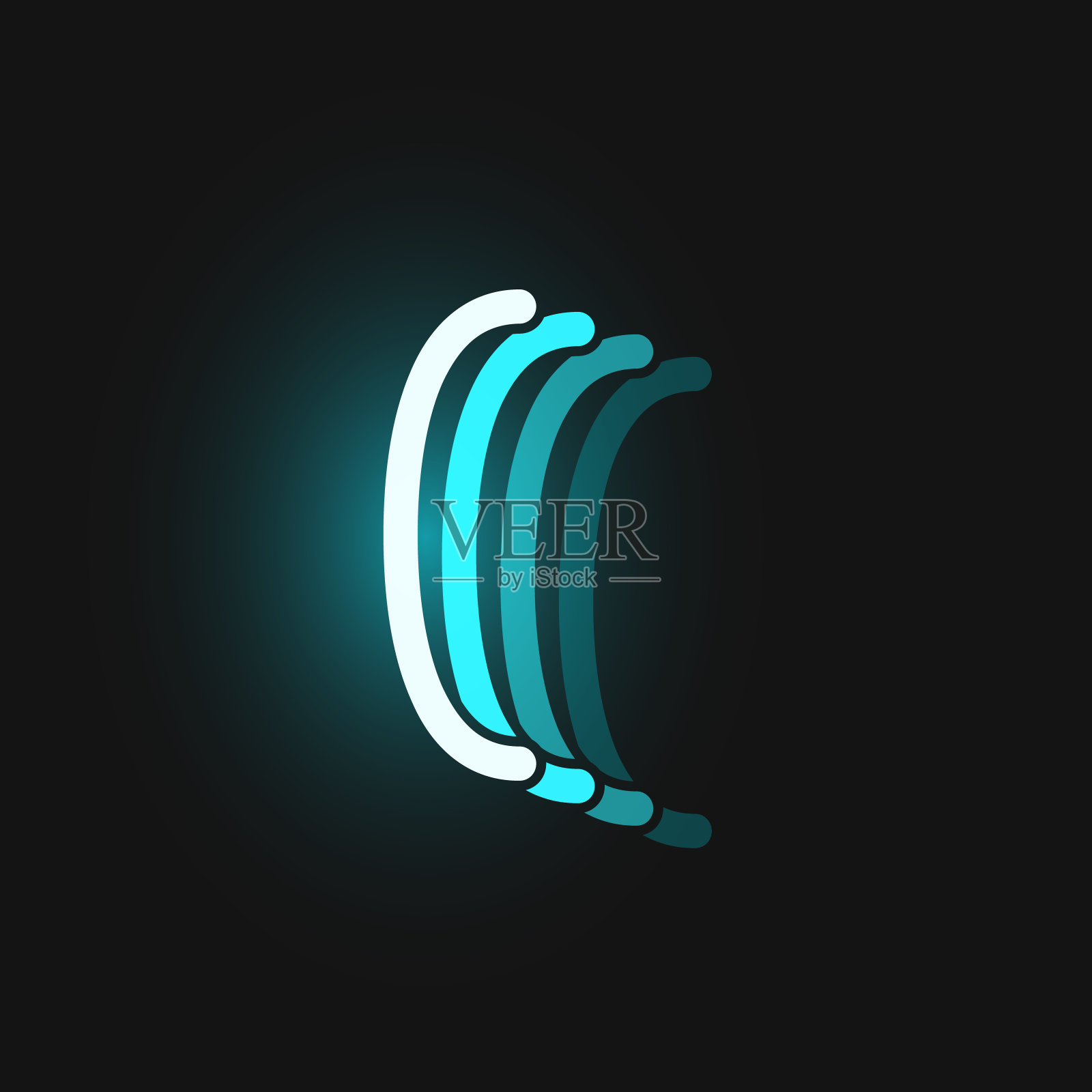 蓝色霓虹字体，黑色背景，矢量插图插画图片素材