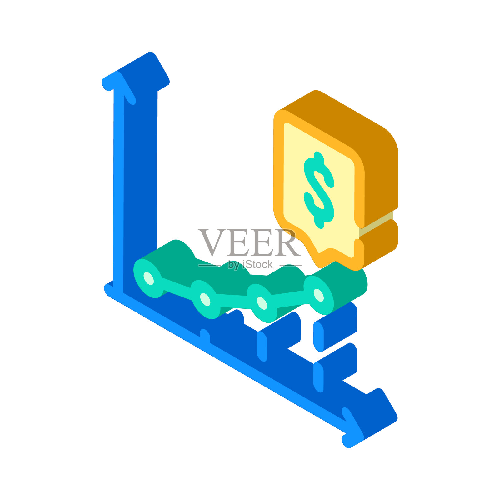 增长的收入信息图等距图标矢量插图插画图片素材