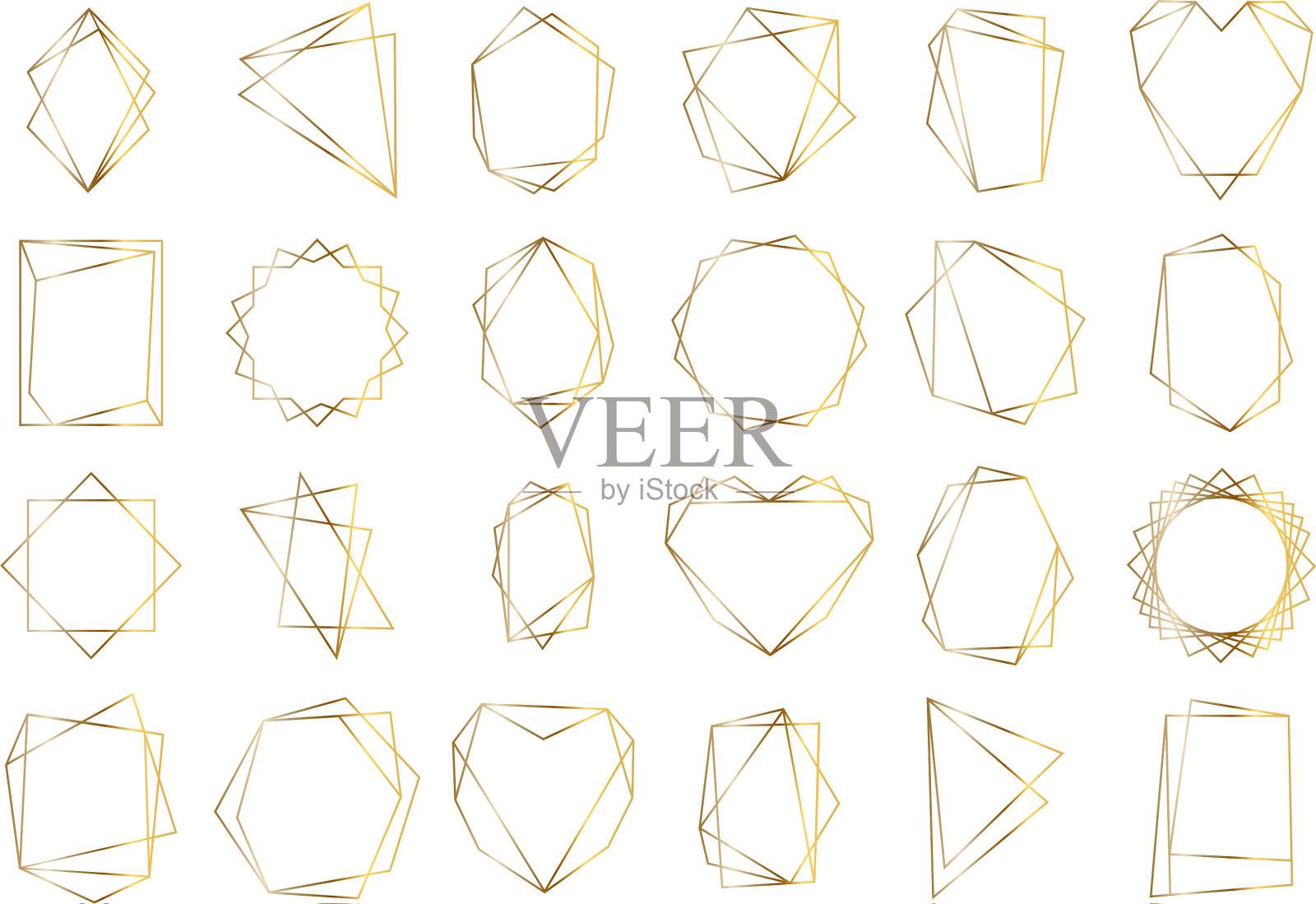 金色几何框架优雅的金色六角形插画图片素材