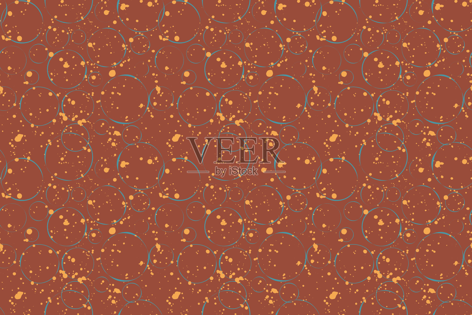 褐红色圆无缝图案与纹理。手绘抽象几何插图不同的印刷设计，宣传册模板，纺织品，墙纸，包装纸，日历。每股收益10插画图片素材