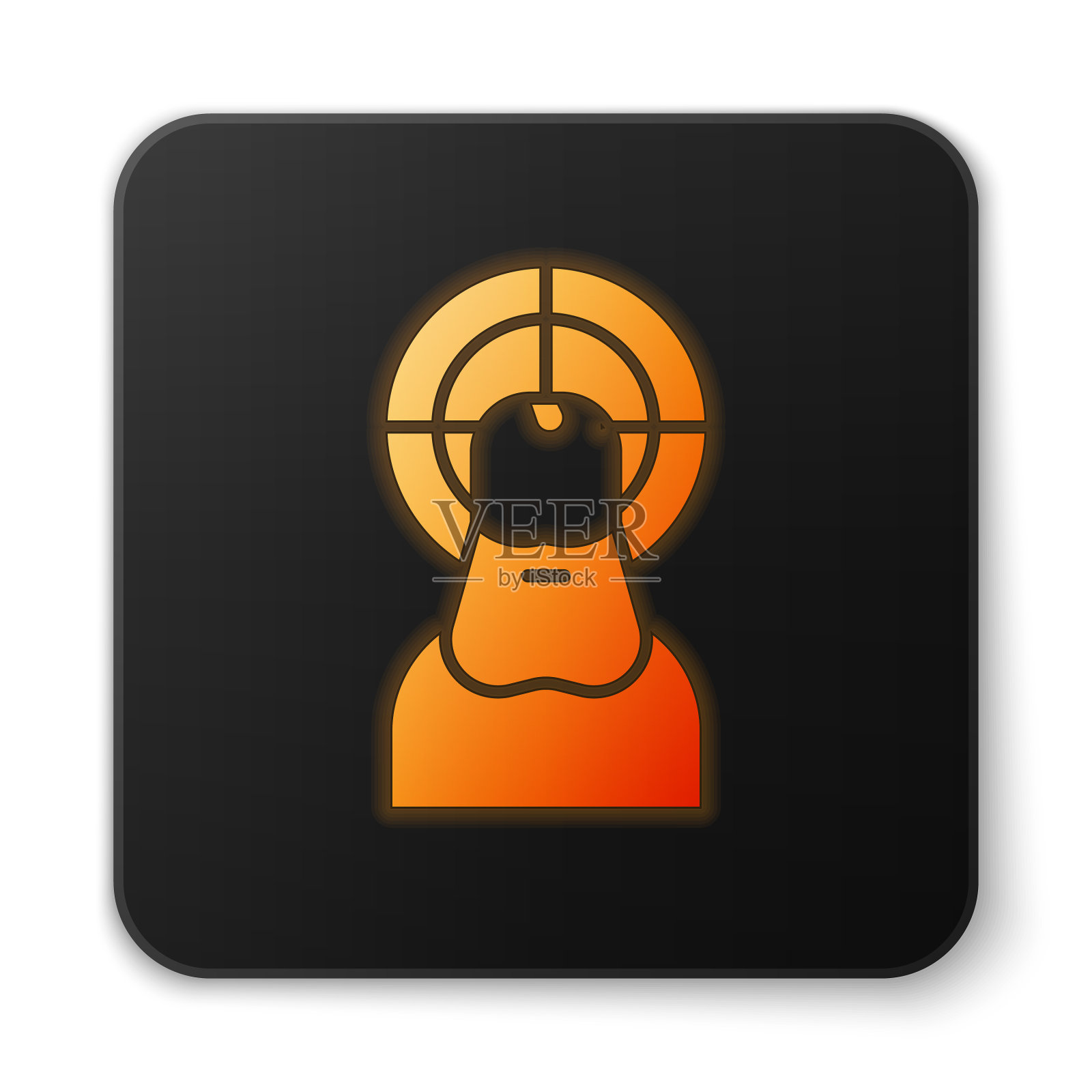 橙色发光的霓虹耶稣基督图标孤立图标素材