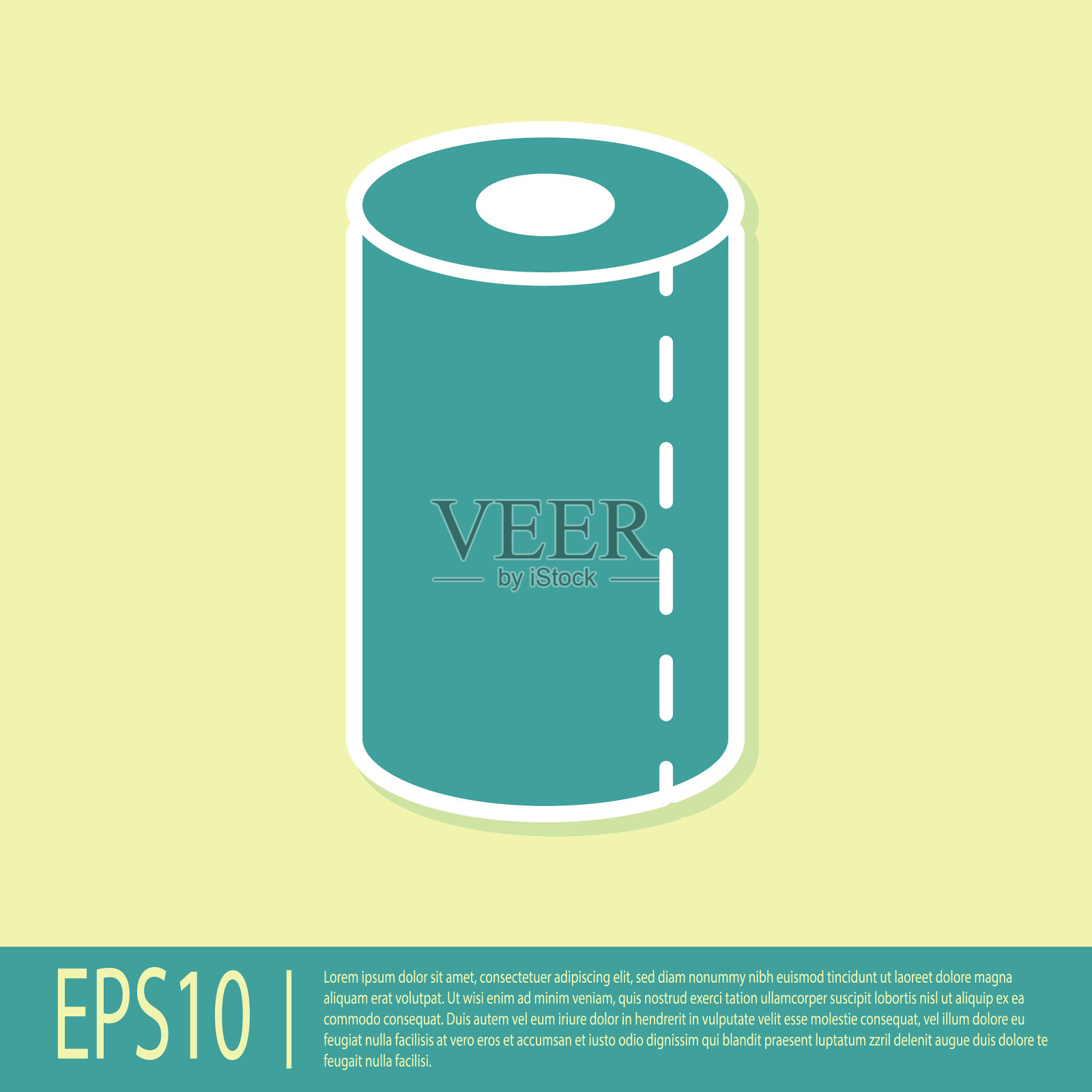 绿色纸巾卷图标隔离黄色插画图片素材