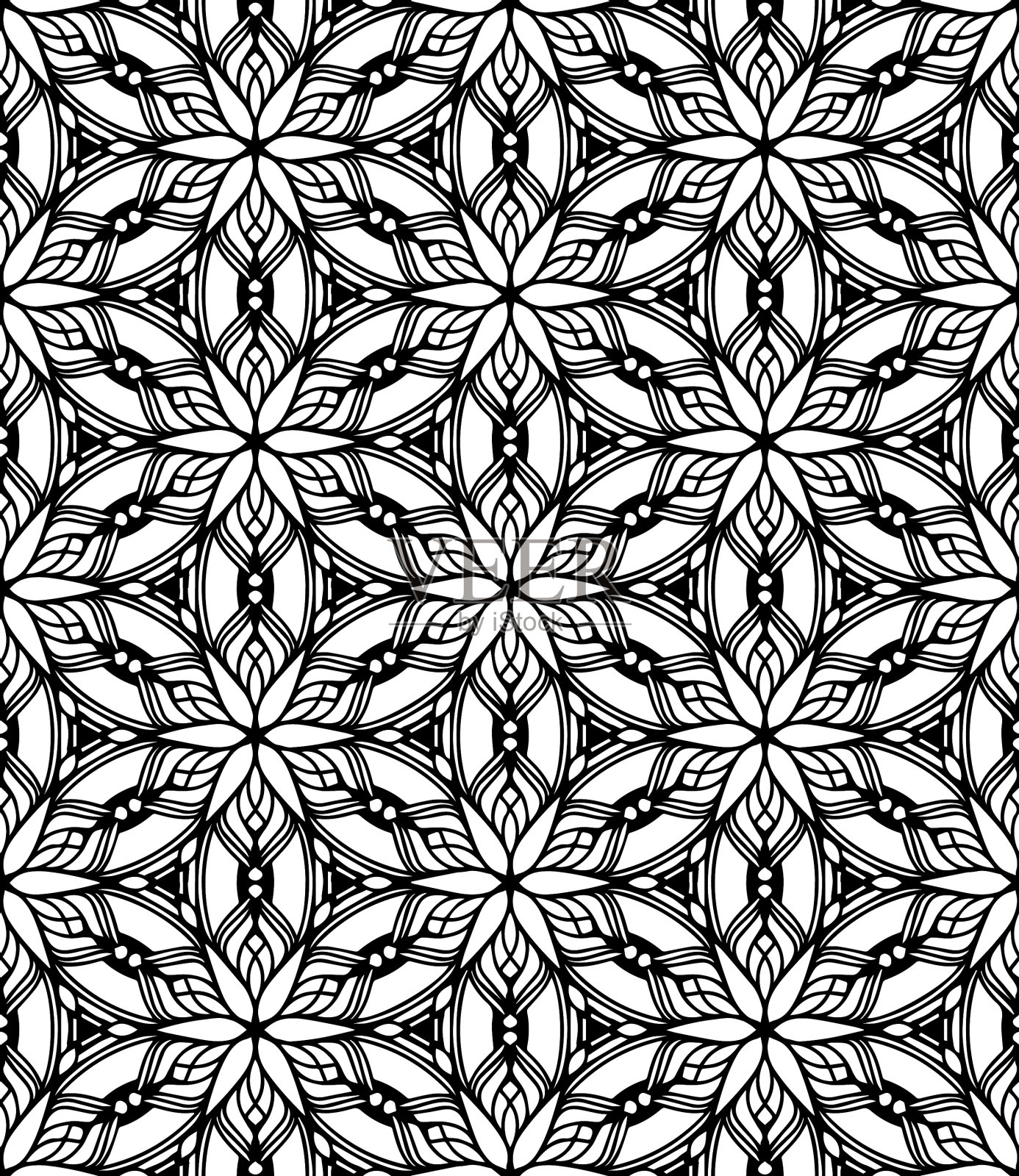 无缝抽象图案着色书插画图片素材