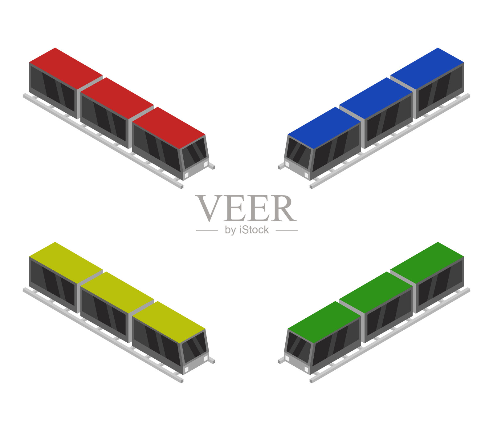 等距火车图标在白色背景插画图片素材