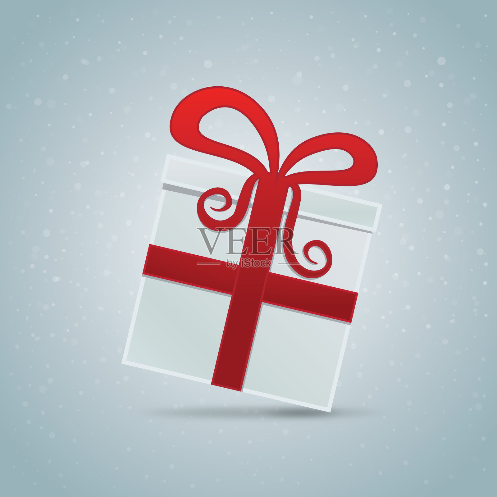 冬景红丝带礼盒插画图片素材