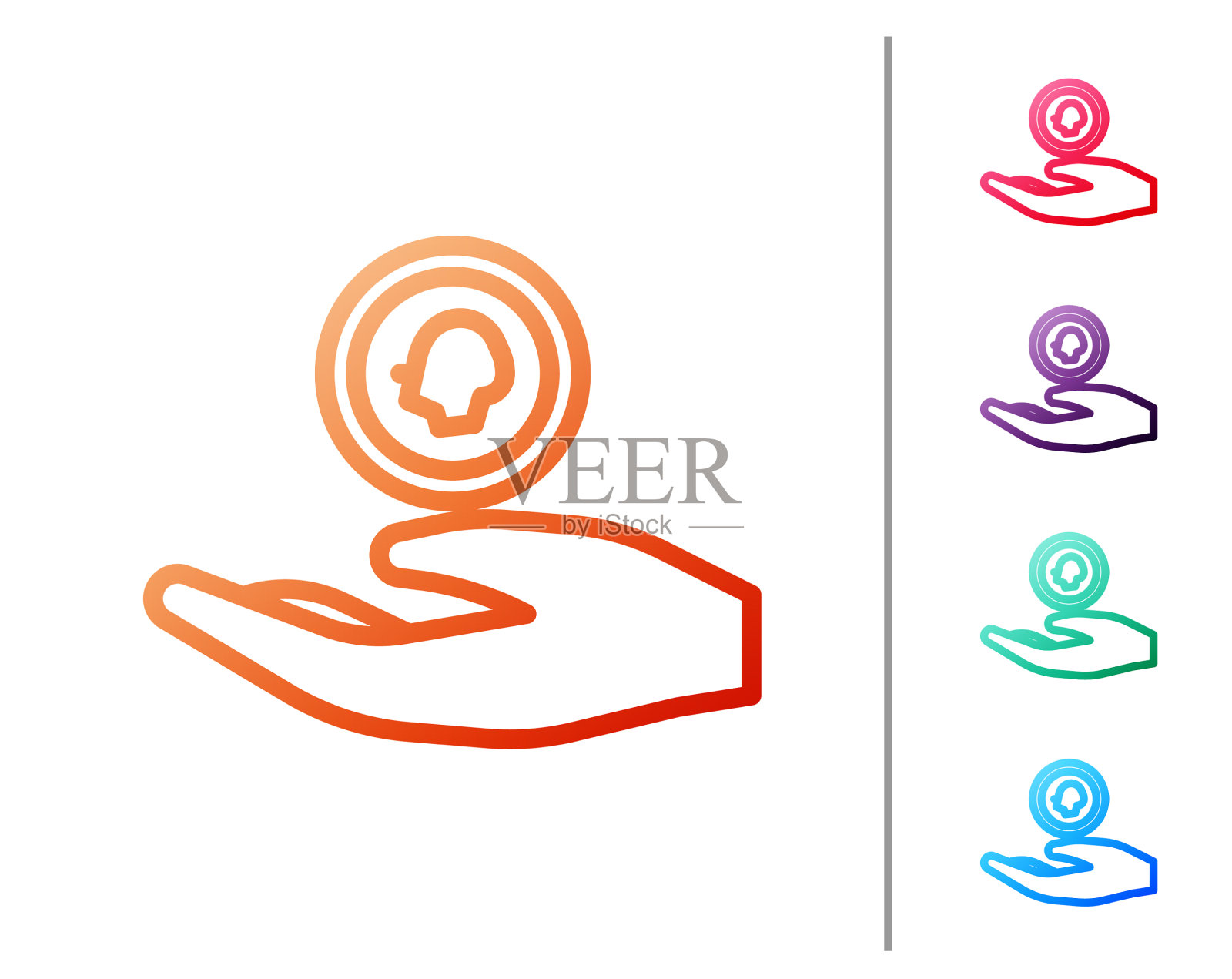 手握硬币的红色线隔离了钱的图标图标素材