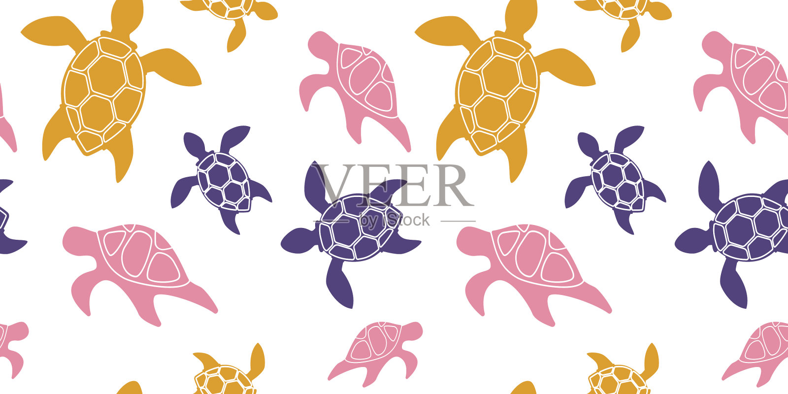 色彩斑斓的海龟模式插画图片素材